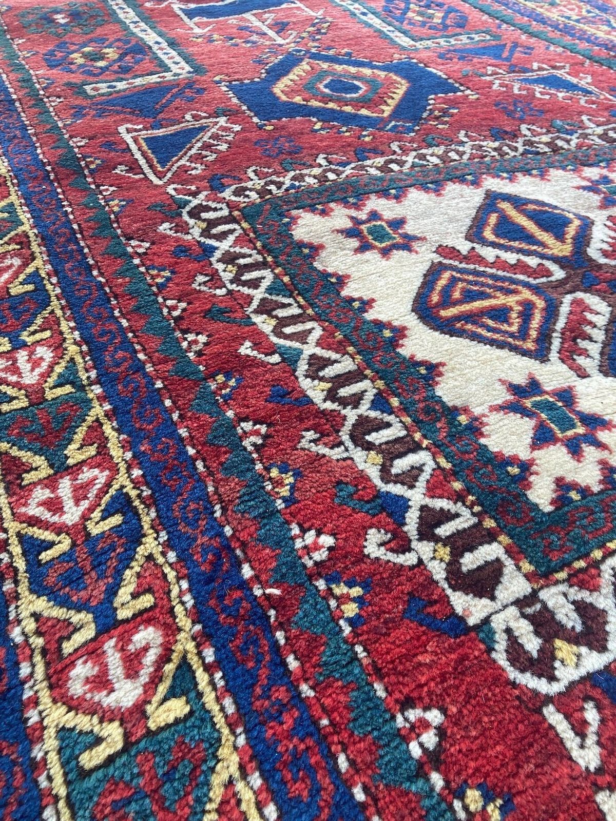 photo buy Antiek Kaukasisch Fachralo Kazak Gebedskleed 2,48m x 1,30m