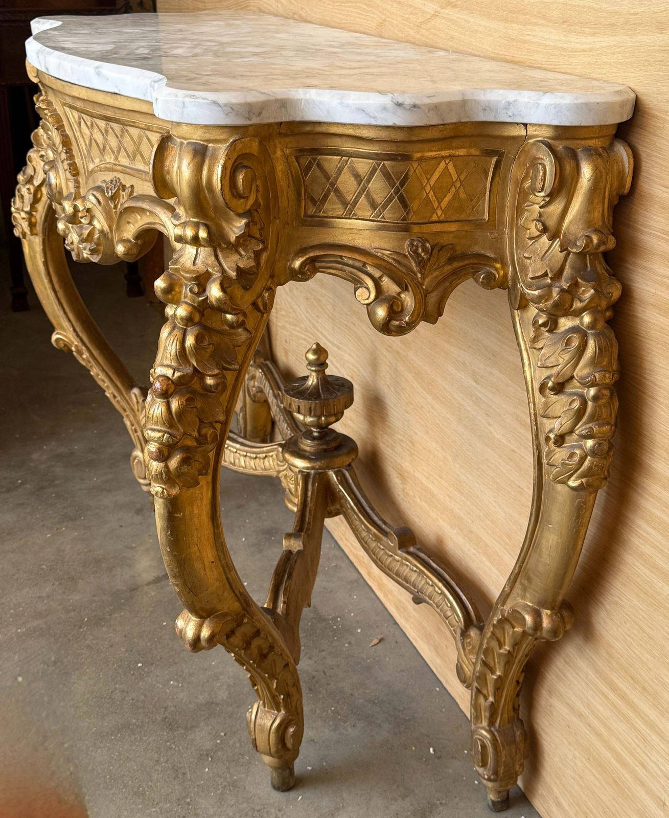 Louis XV Giltwood Console Table With Fine Gold Leaf And Shaped Marble Top photo buy