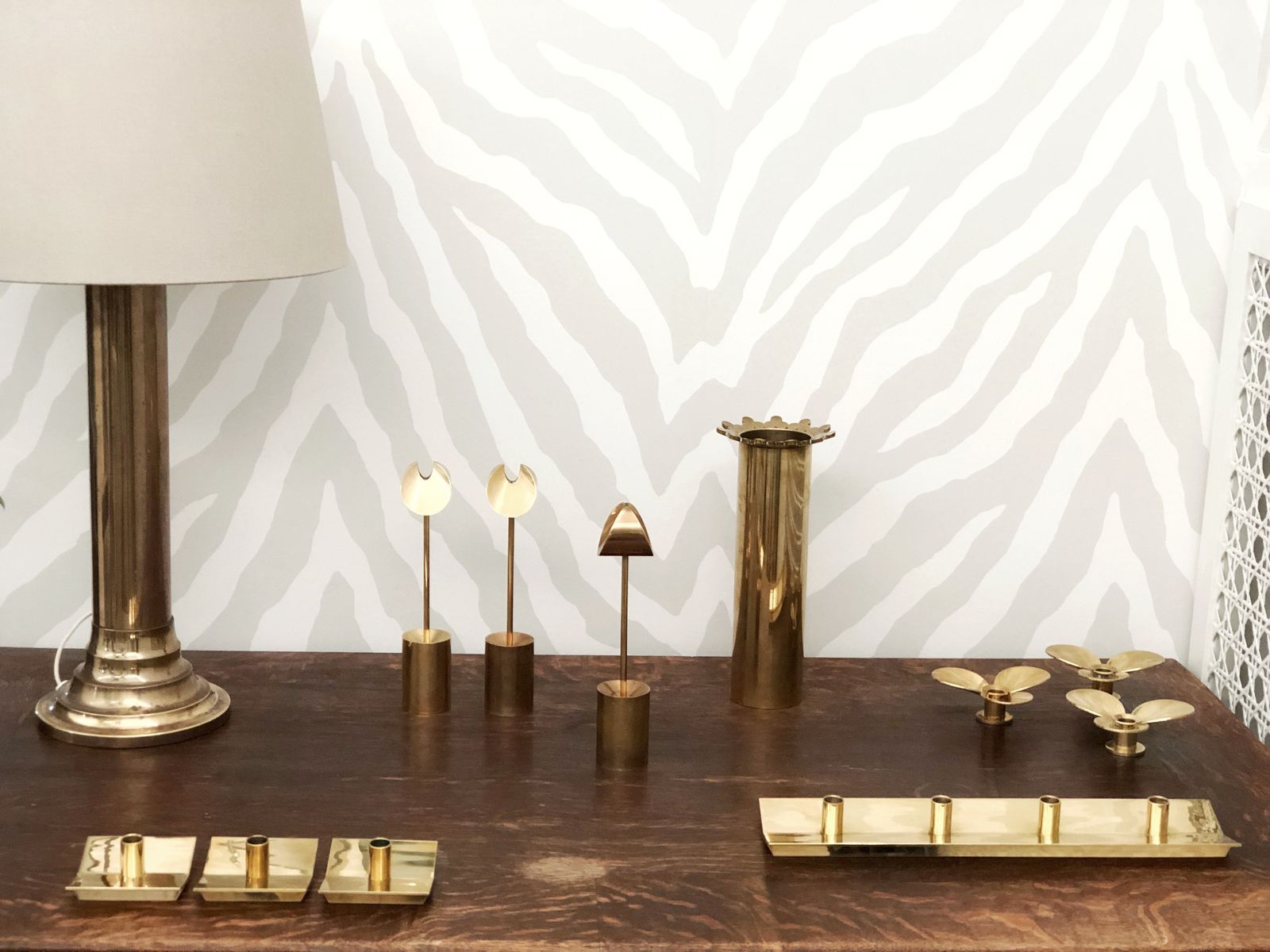 Trio Skultuna Brass Candleholders 'Iniara' Design By Pierre Forsell photo for sale