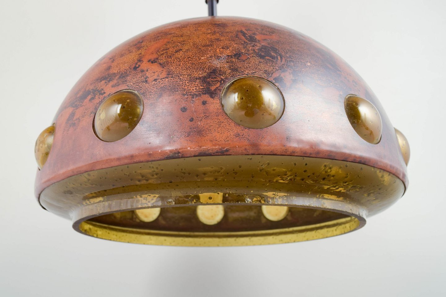 Nanny Still For Raak, Holland. Copper Pendant Lamp With Glass Lenses. 1970s photo furniture