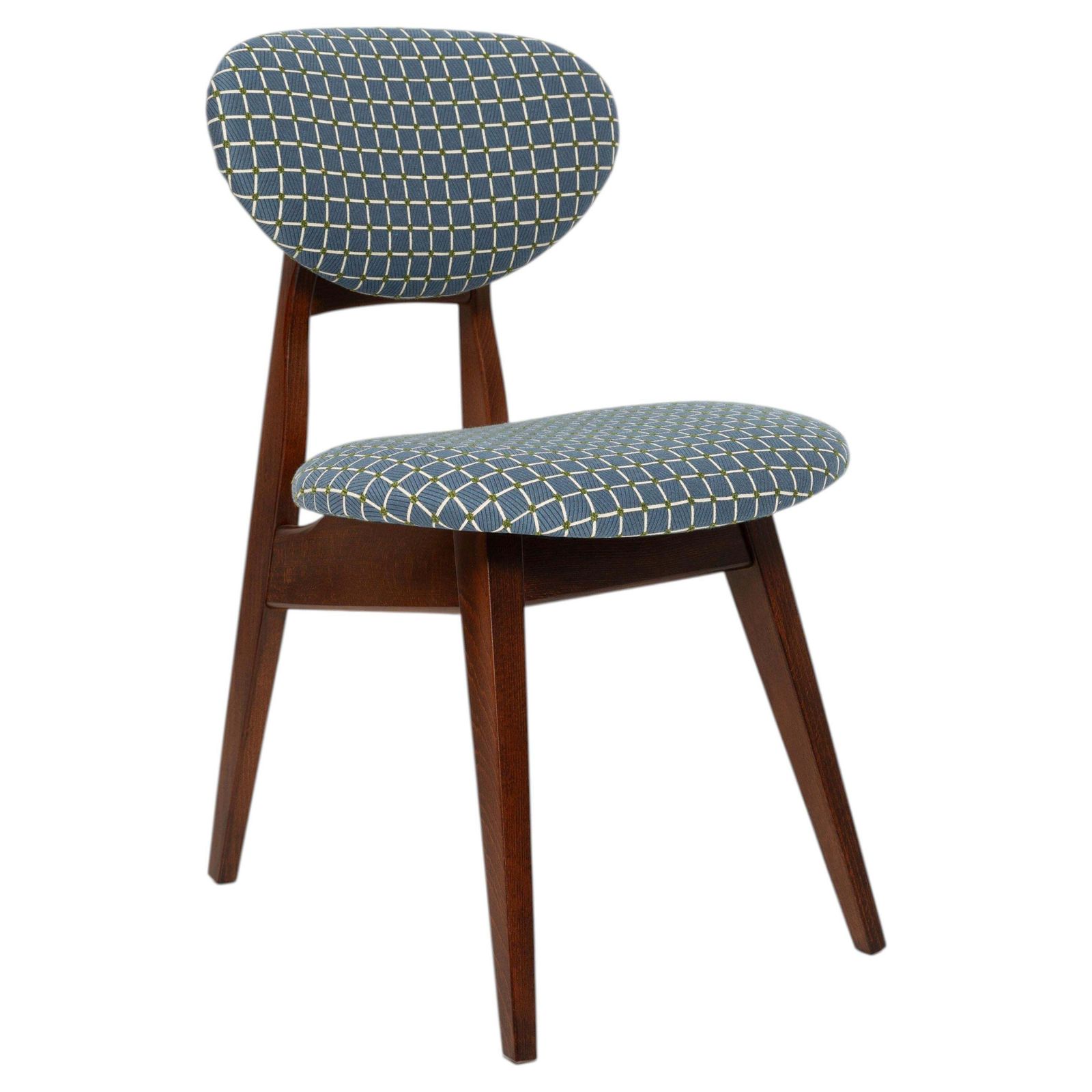 Mid Century Mushroom Chair, Blue Jacquard, J. Kedziorek, 1960s