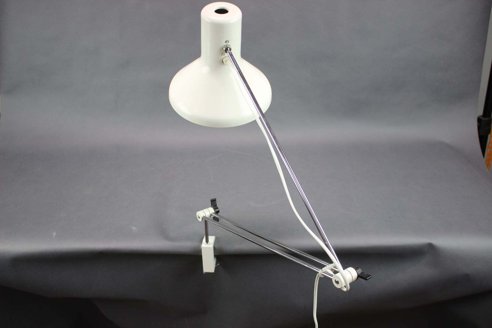 photo for sale Vintage 1970s Napako White Clip On Adjustable Lamp By Hurka, Czechoslovakia
