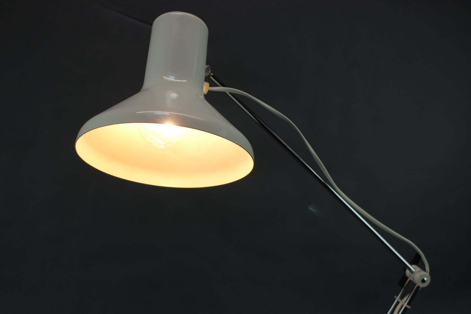 385.0 Vintage 1970s Napako White Clip On Adjustable Lamp By Hurka, Czechoslovakia photo