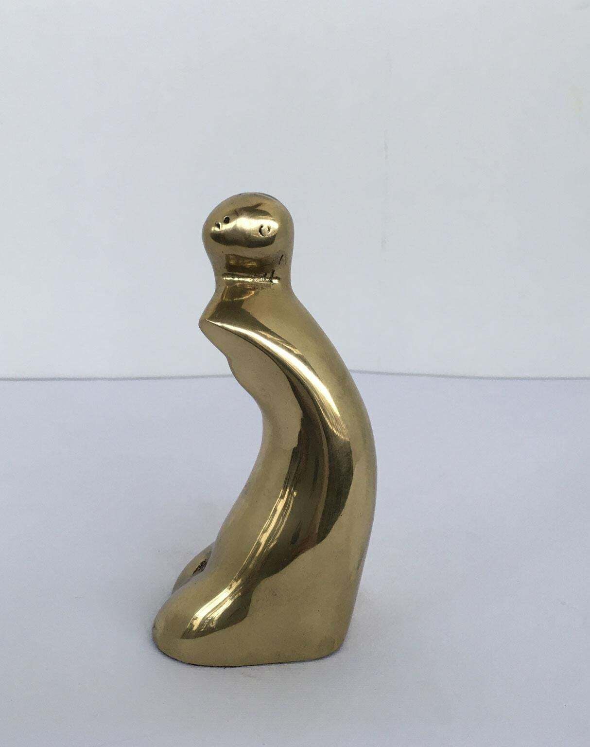 photo vintage Sculpture abstraite en bronze Piero Perin, Figura, Italie, 1980
