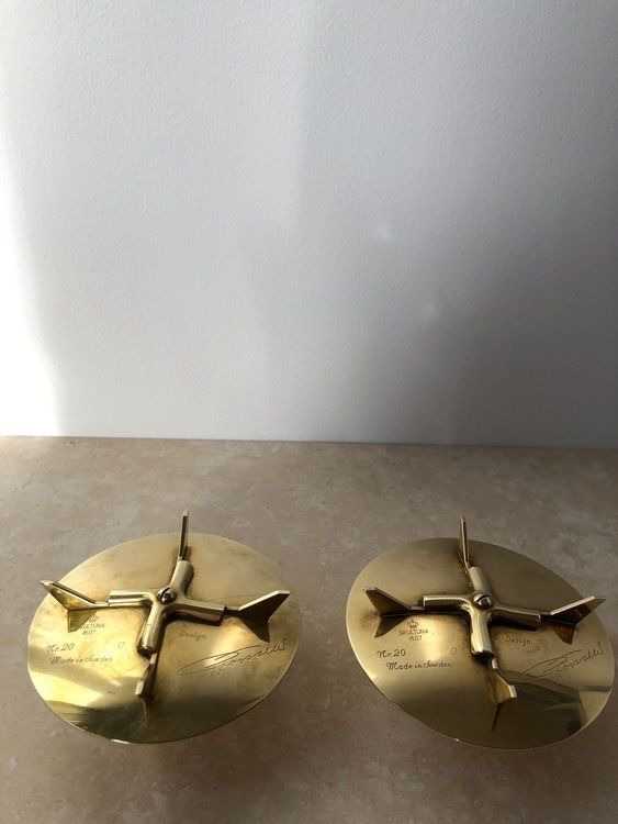 Pierre Forsell Pair Of Sculptural Candle Holders "No 20" For Skultuna photo for sale