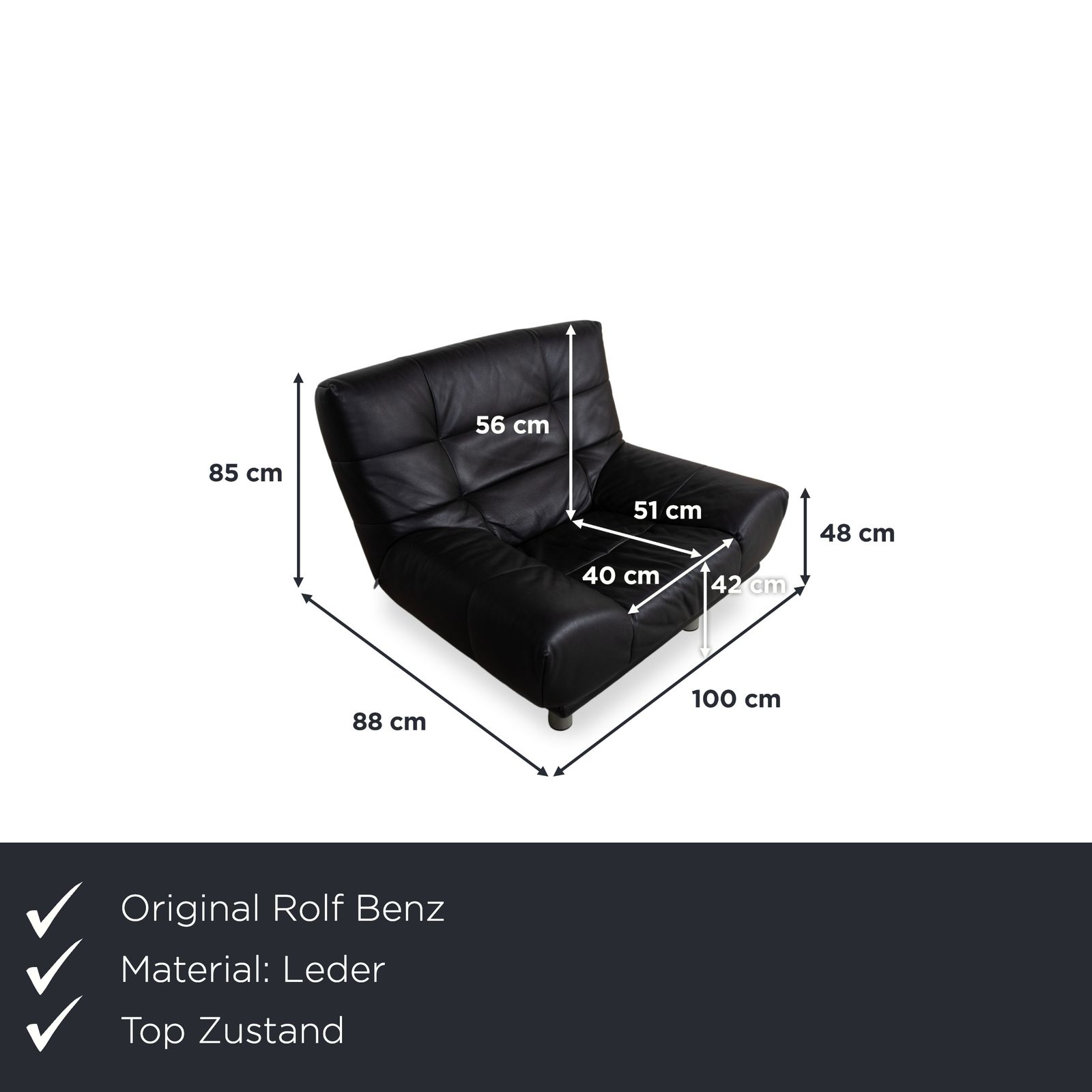 Rolf Benz Bmp 418 Leather Armchair Black photo furniture