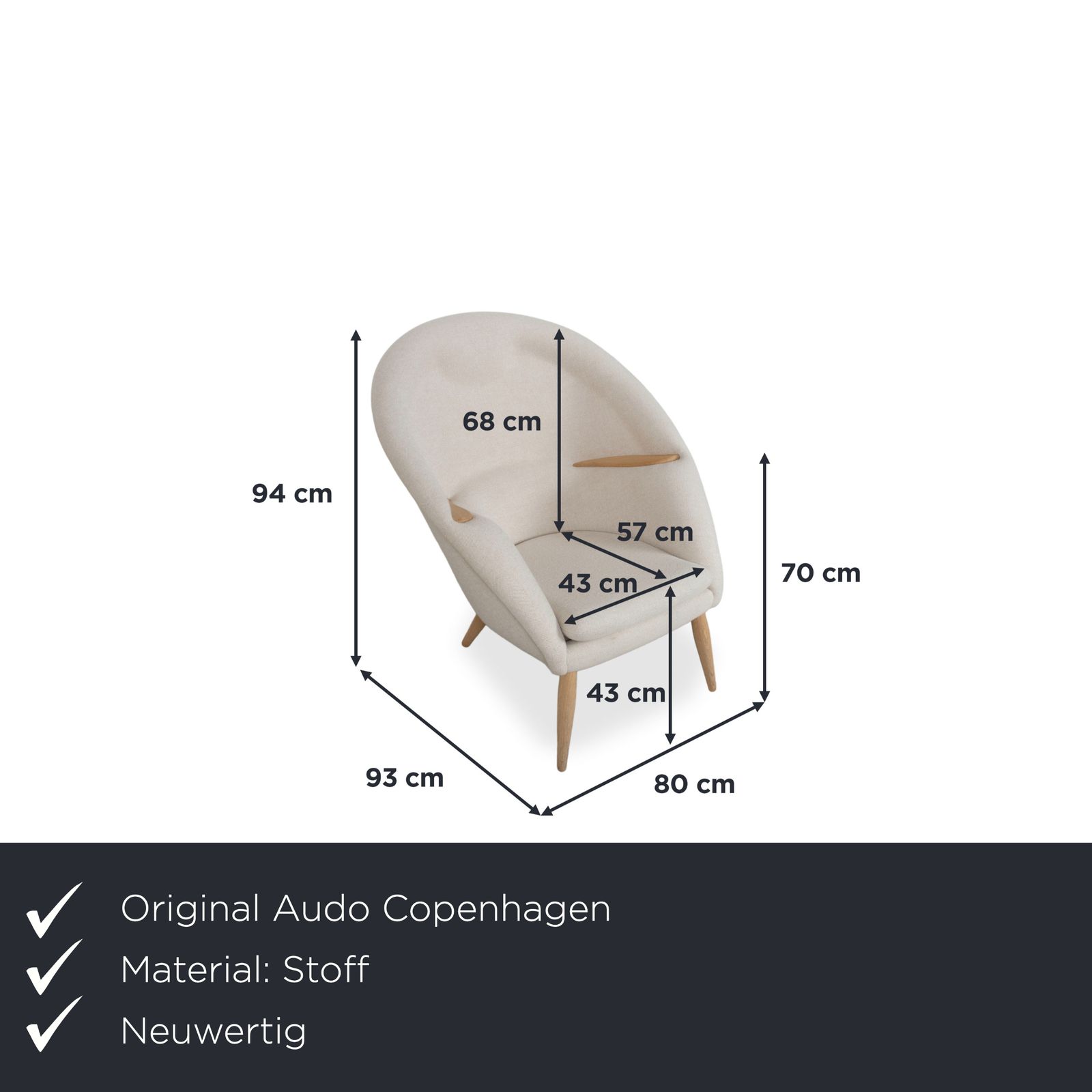 Audo Copenhagen Oda Fabric Armchair Set, Cream Beige Eggshell photo furniture