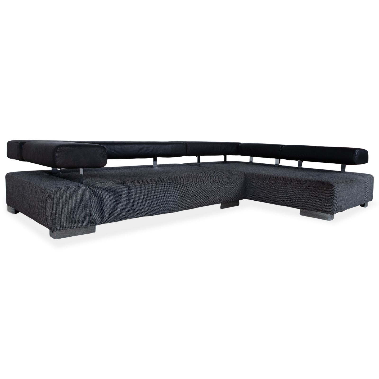 Canapé d'angle Brühl Sunrise en tissu et cuir, avec fonction manuelle