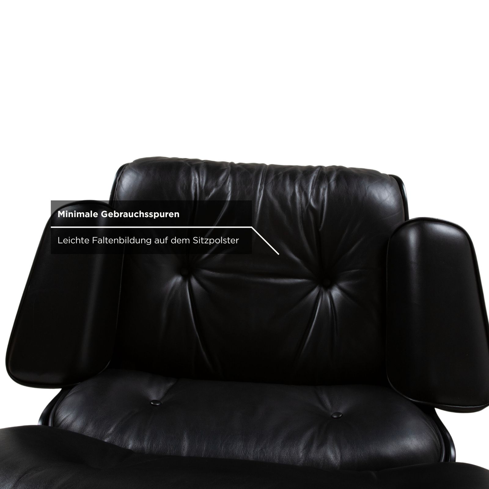 Fauteuil Vitra Eames en cuir noir, bois photo buy