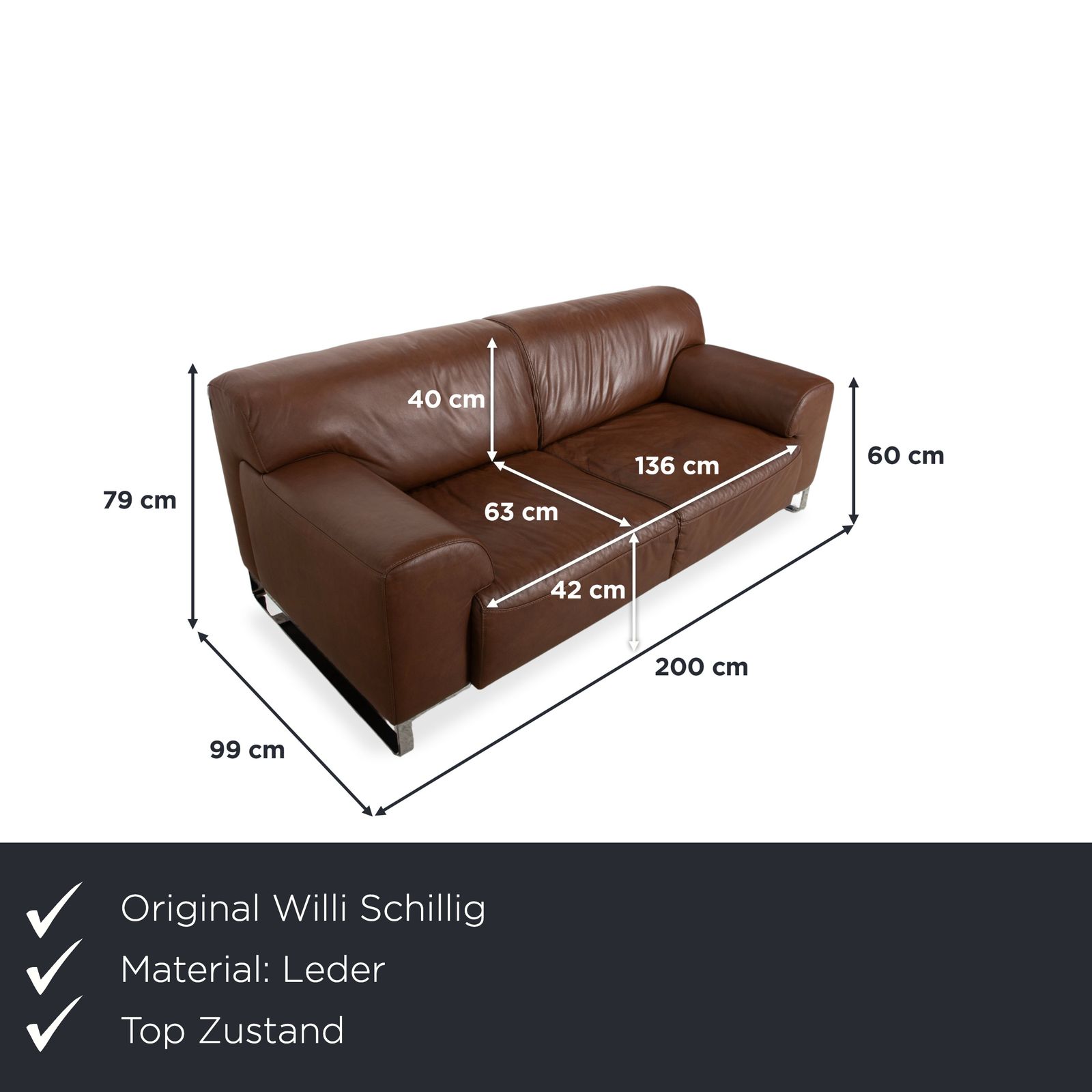 Willi Schillig Alessiio Leather Two Seater Brown Mocha Sofa photo furniture