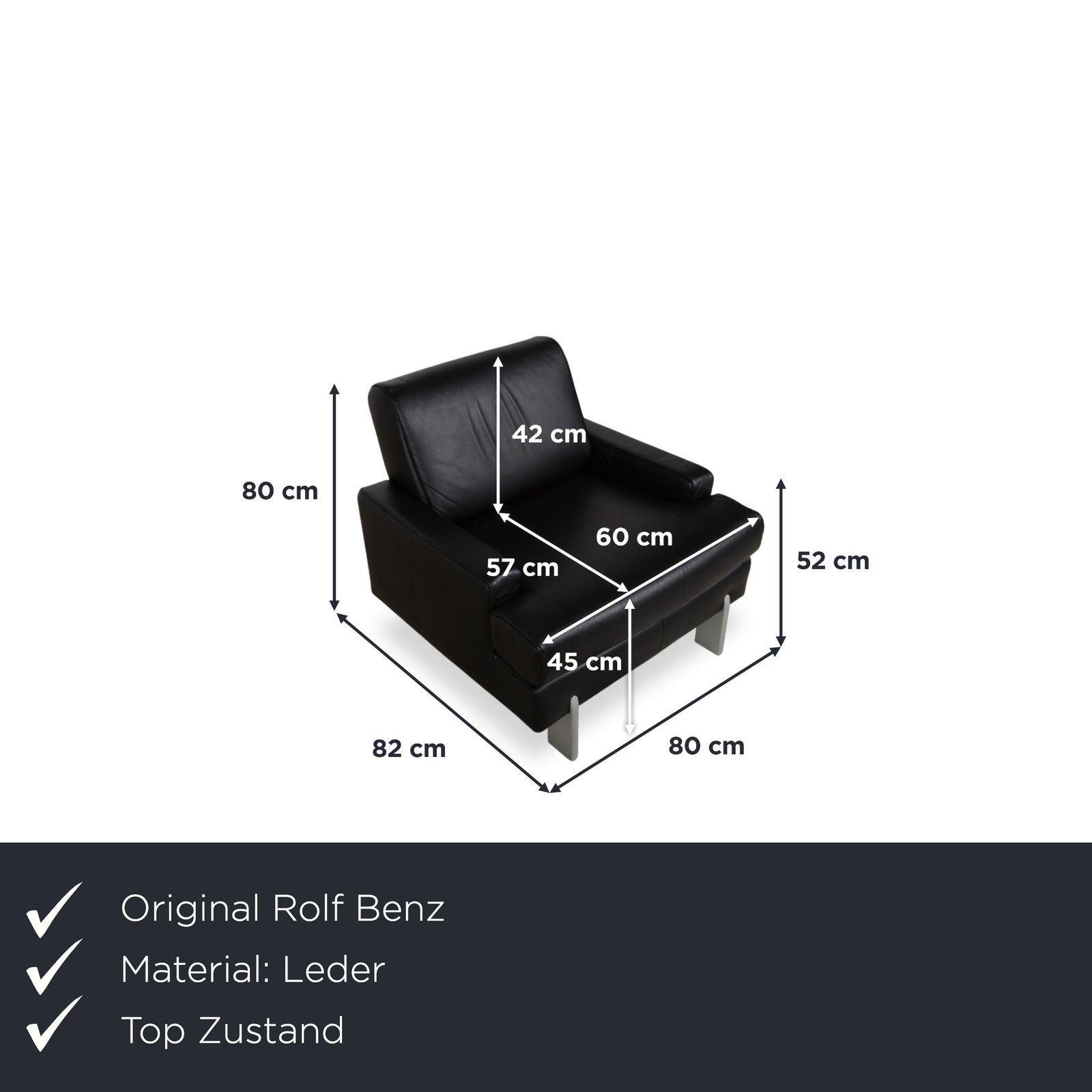 Fauteuil en cuir Rolf Benz AK 644 noir photo furniture