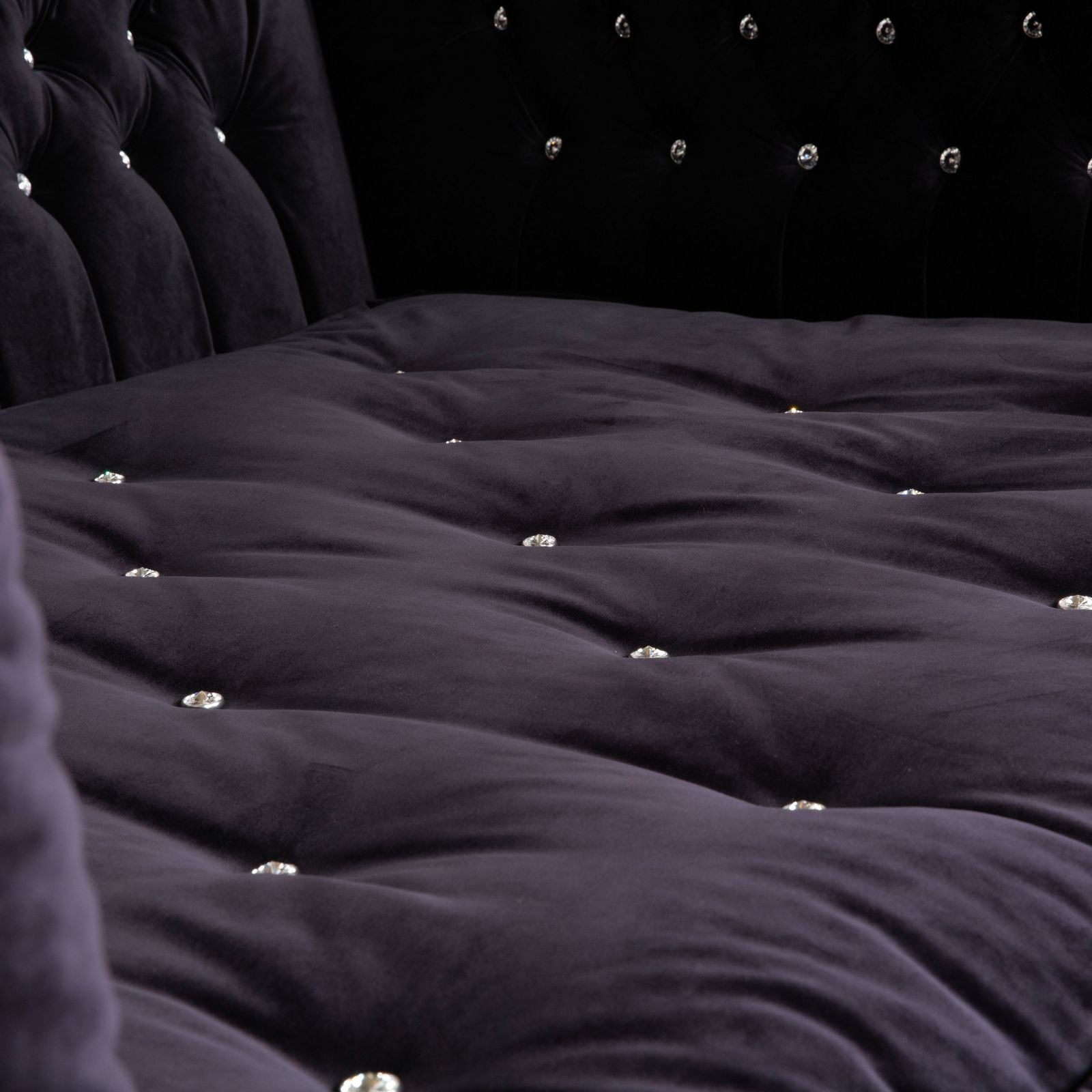 Bretz Chelsea Fabric Three Seater, Aubergine, Purple, Silver Glitter, Manual Function, Sleeper Function, Sofa Couch photo Furniture
