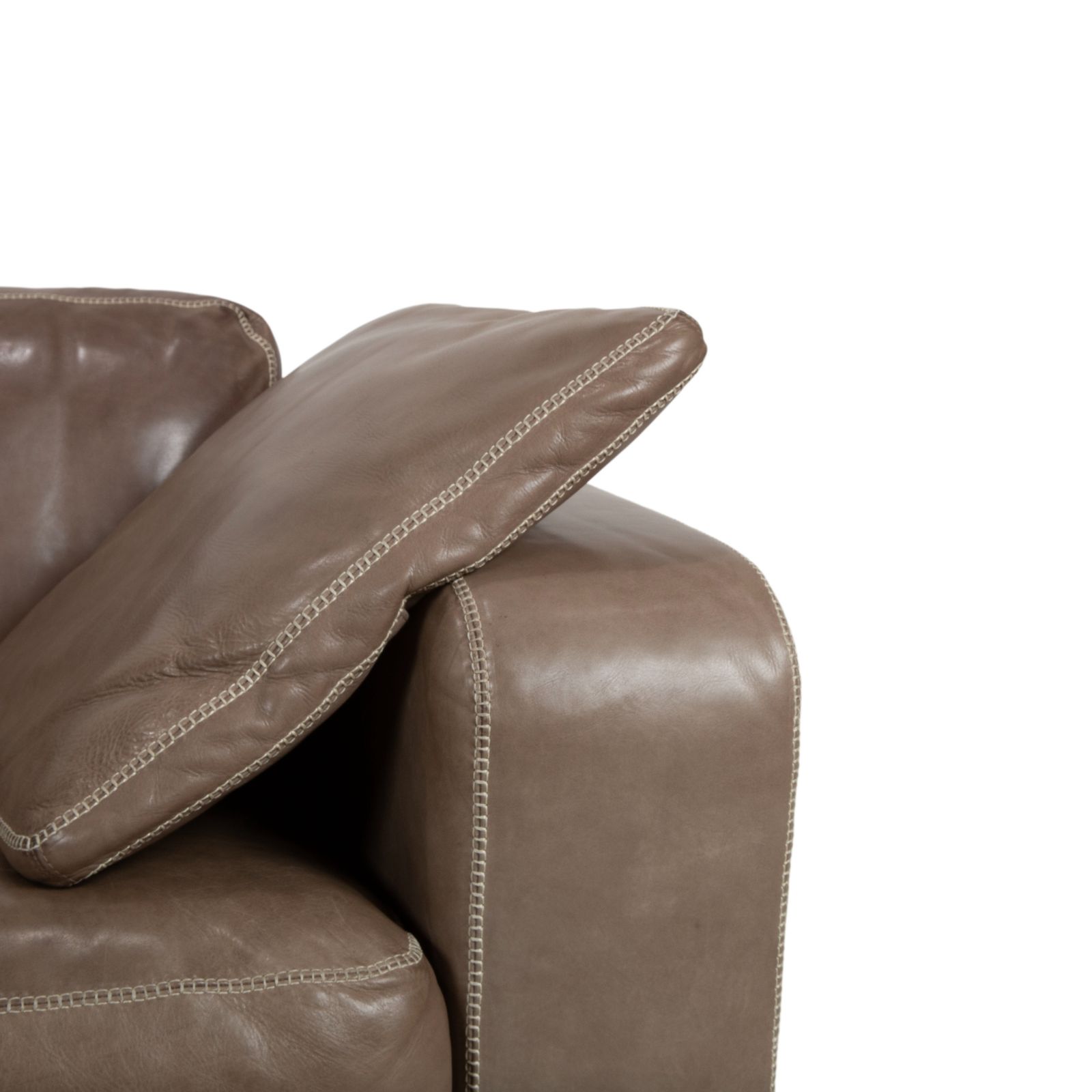 Mobilier Canapé d'angle Machalke Valentino en cuir avec pouf, brun taupe photo