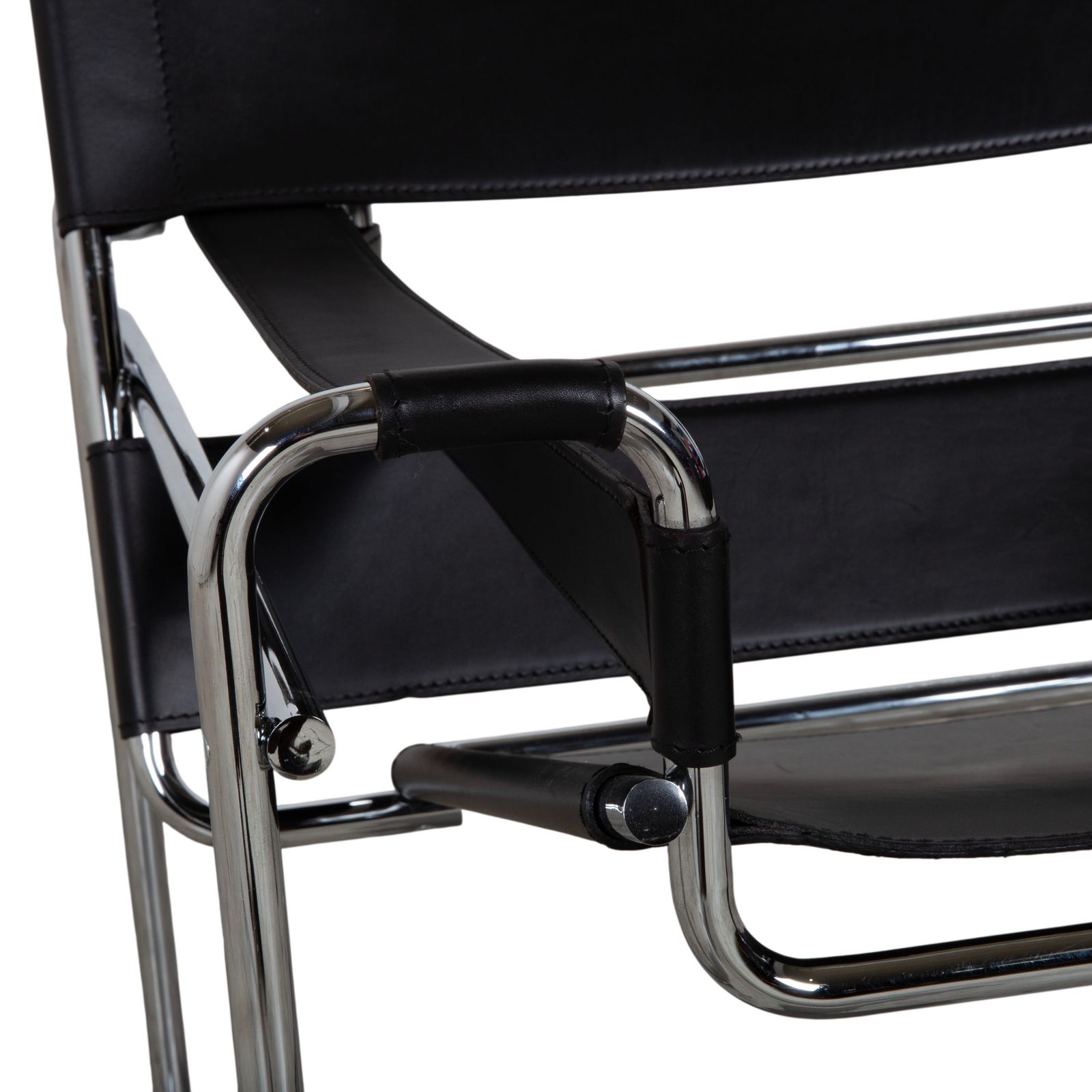 Knoll International Wassily Chair Leather 2x Armchair Black Chair Marcel Breuer photo vinterior