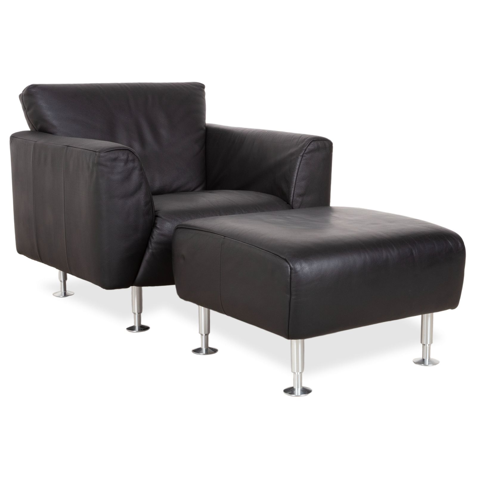 Ensemble fauteuil Rolf Benz 250 en cuir noir