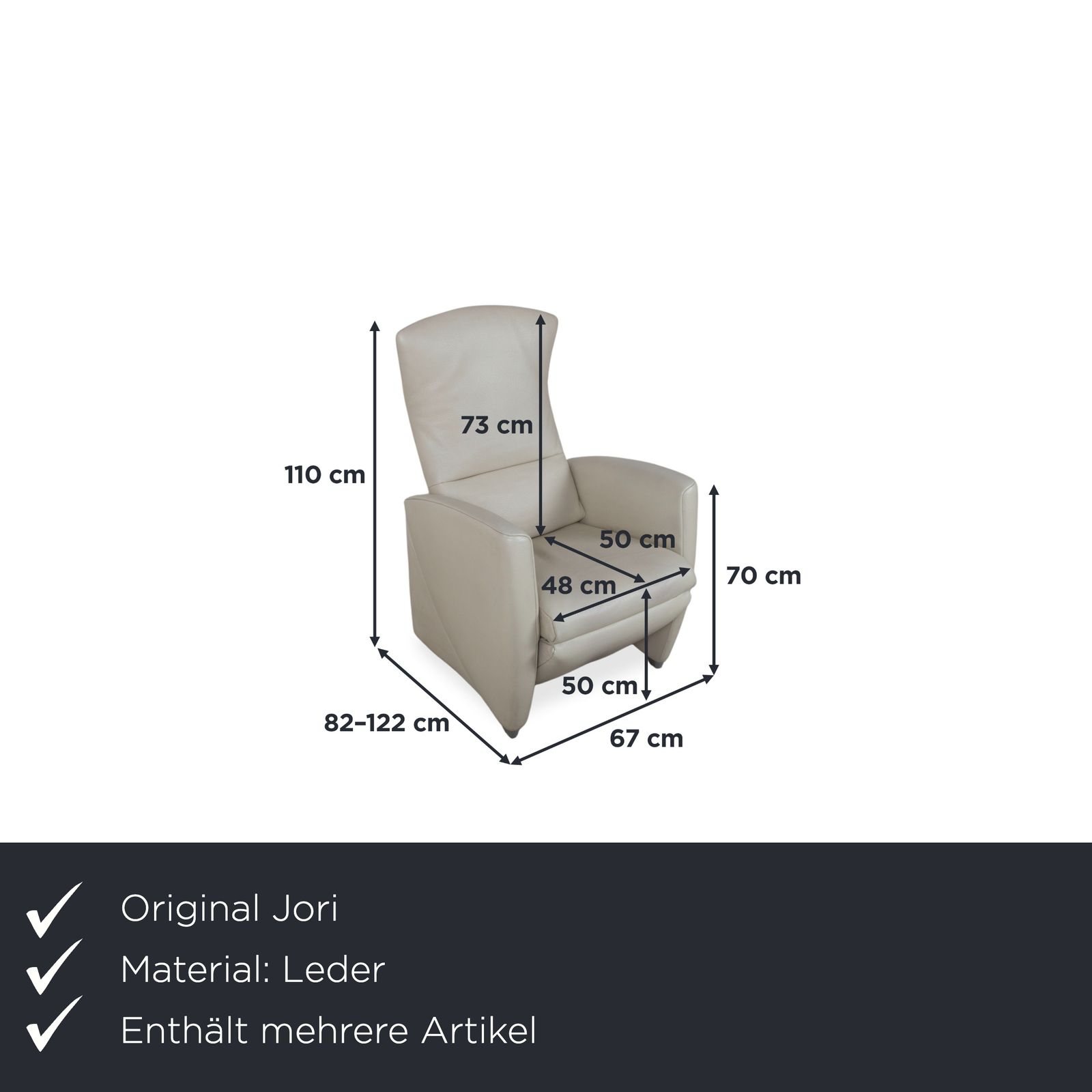 Ensemble Jori Jr 2700 en cuir, 2 canapés et fauteuil, crème beige, fonction manuelle photo for sale