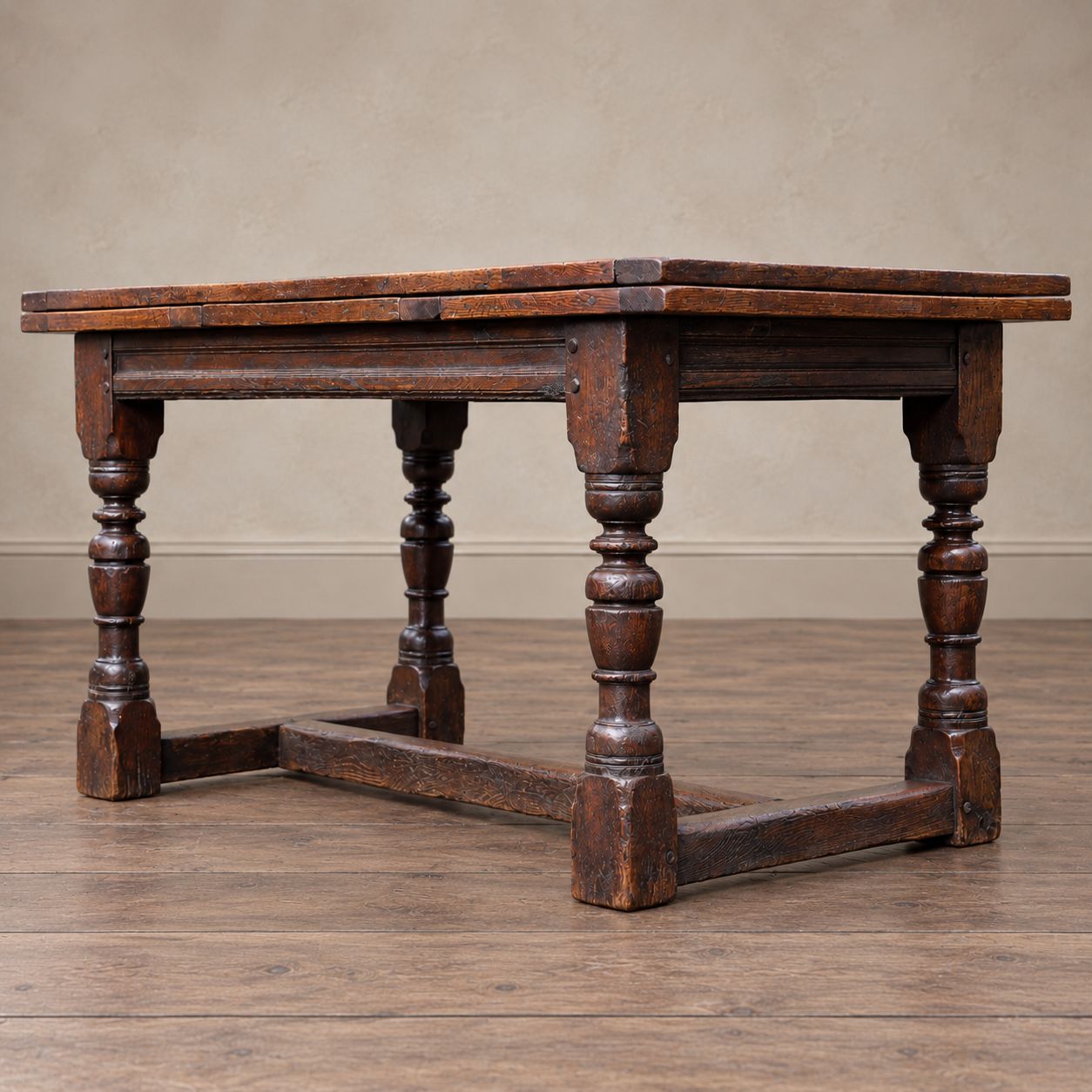 17th Century Oak Draw Leaf Extending Dining Table photo for sale