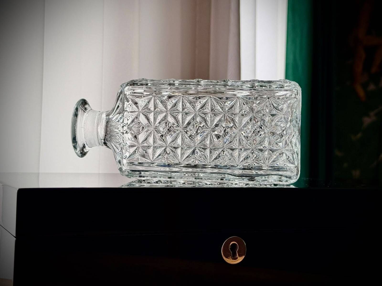 Vintage Heavy Pressed Glass Whisky Decanter With Replacement Stopper photo 65.0