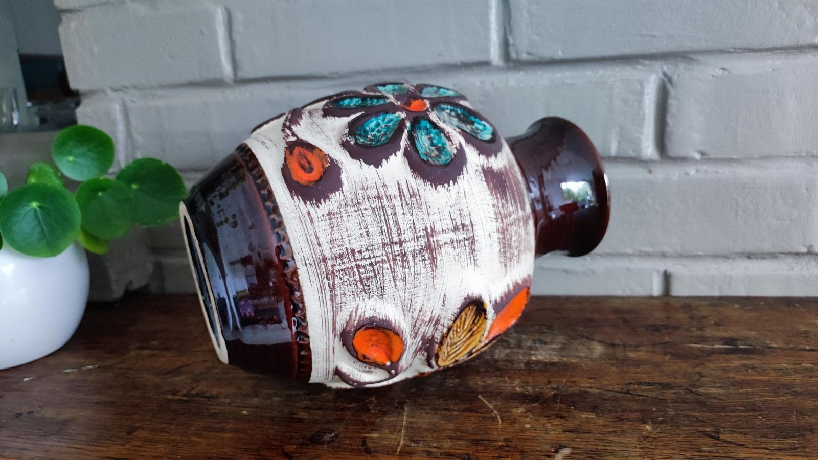 photo vinterior Bay Keramik Mid Century West German Floral Design Art Pottery Vase