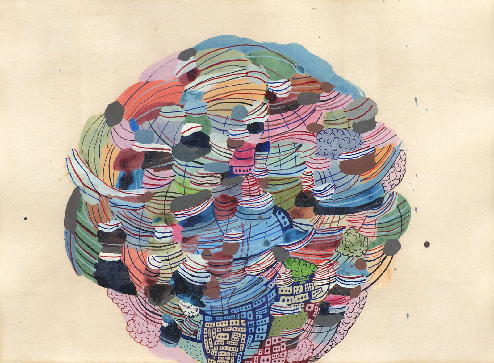 Levendige hedendaagse abstracte tekening van een vooraanstaand New Yorks kunstenaar photo furniture