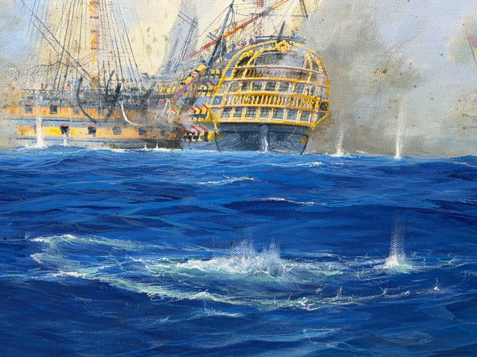 8000.0 Maritiem Olieverfschilderij Slag bij St. Vincent Nelson's Patent Bridge, gesigneerd Graham Jowett-Ive photo