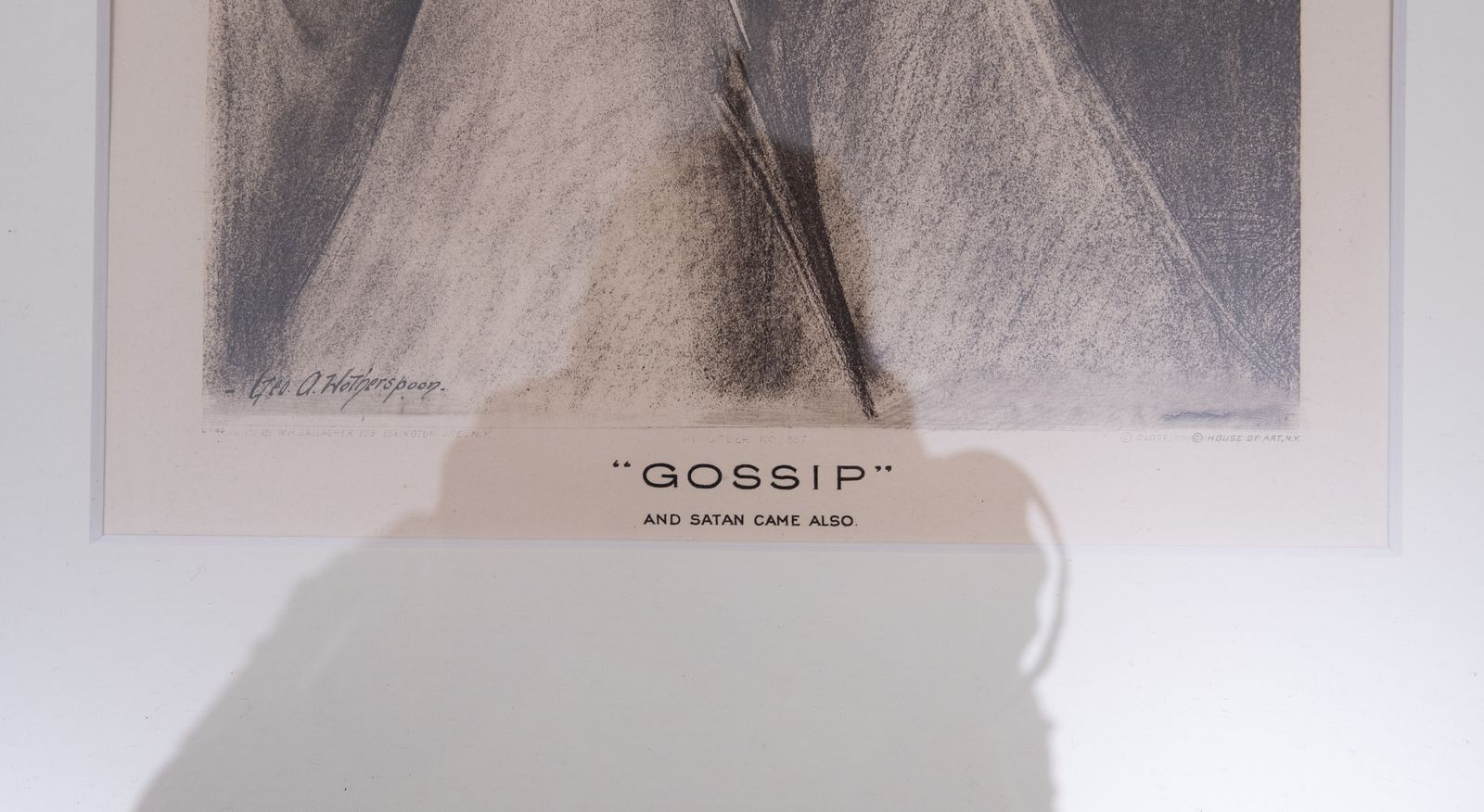 Antieke optische illusie "Gossip And Satan Came Also" naar Geo Wotherspoon, ingelijst photo Kunst