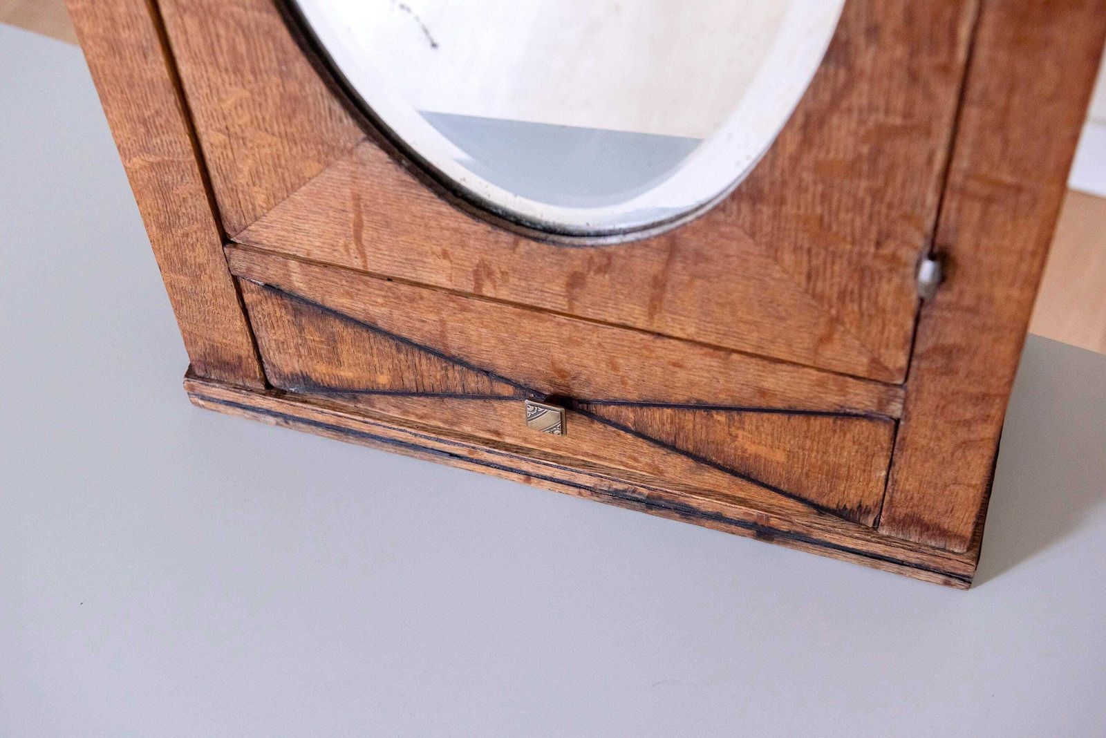 Armoire à pharmacie en bois d'époque, Art déco, murale avec miroir, vintage, cabinet de salle de bains photo Mobilier