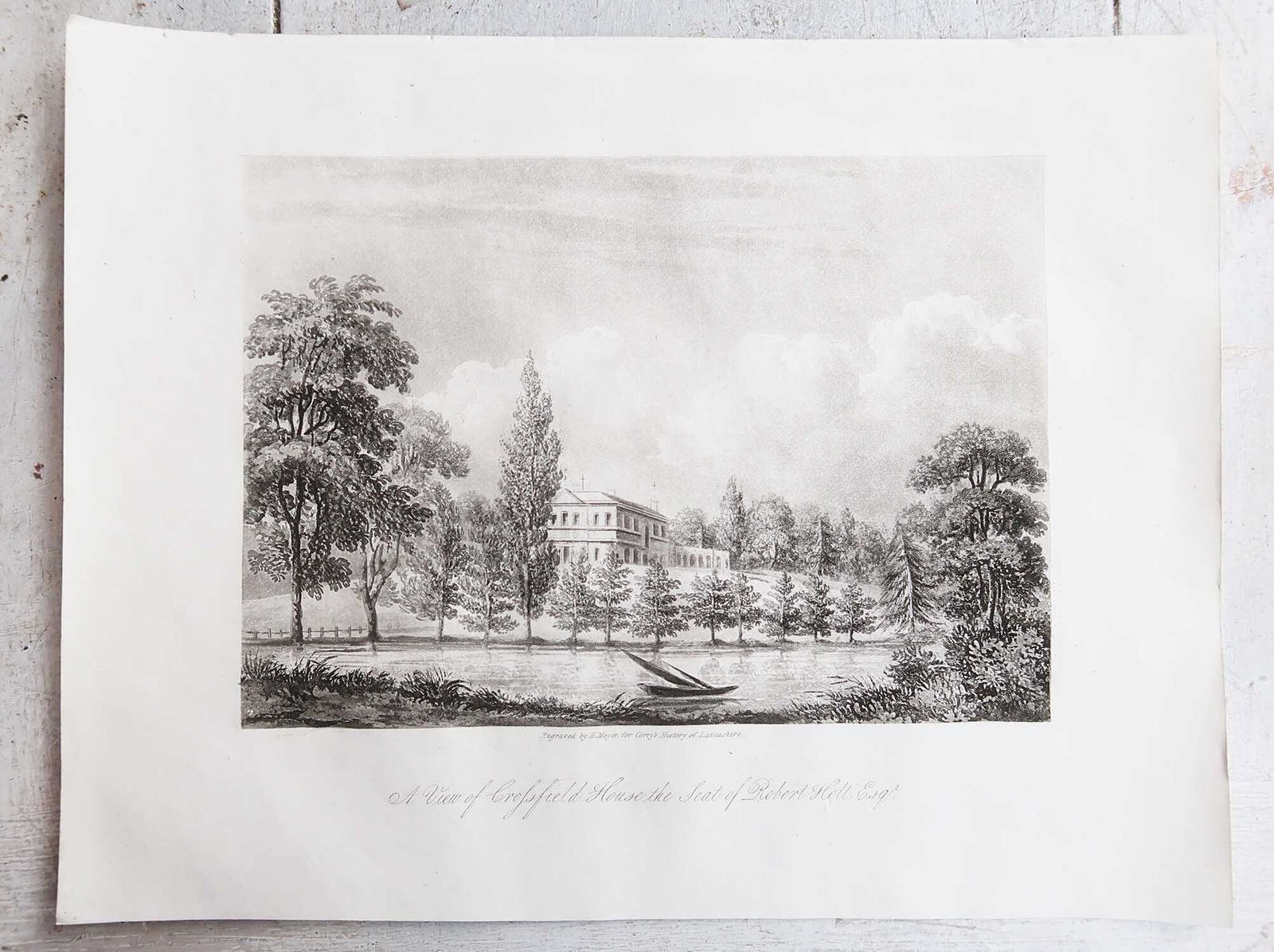 Set van 6 antieke prenten van Engelse landhuizen en tuinen, ca. 1790 photo Kunst