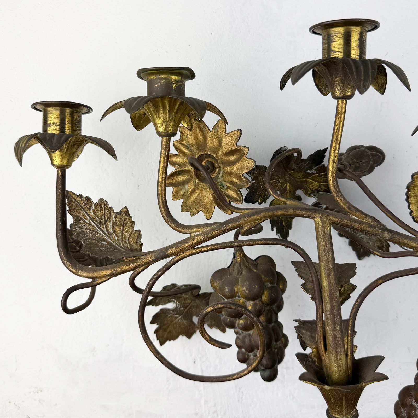Antique French Candelabra, Church Candle Holder With Flowers And Grapes photo buy