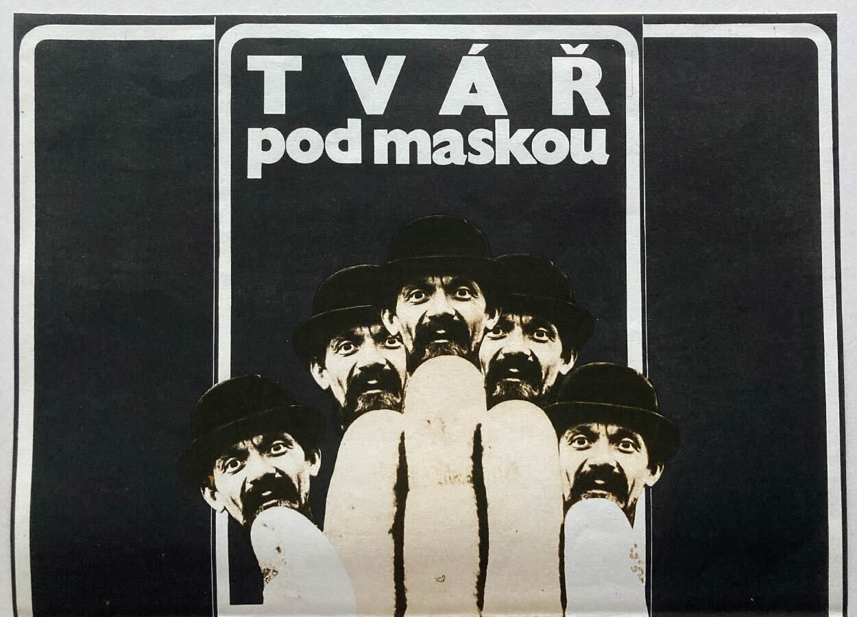 Affiche de cinéma, The Masked Face, Zdeněk Ziegler, 1970, design tchèque vintage photo furniture