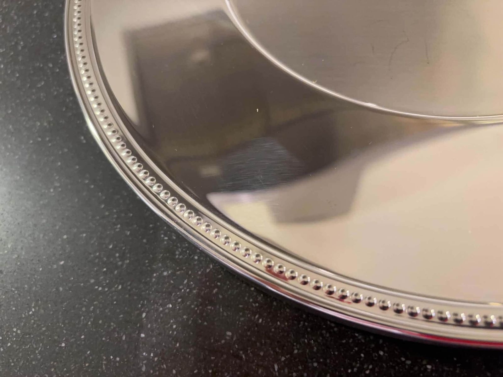 Set Of 6 Vintage Guy Degrenne Charger Plates 18/10 Stainless Steel Beaded Rim French Tableware 1960s 1970s Original Box photo buy