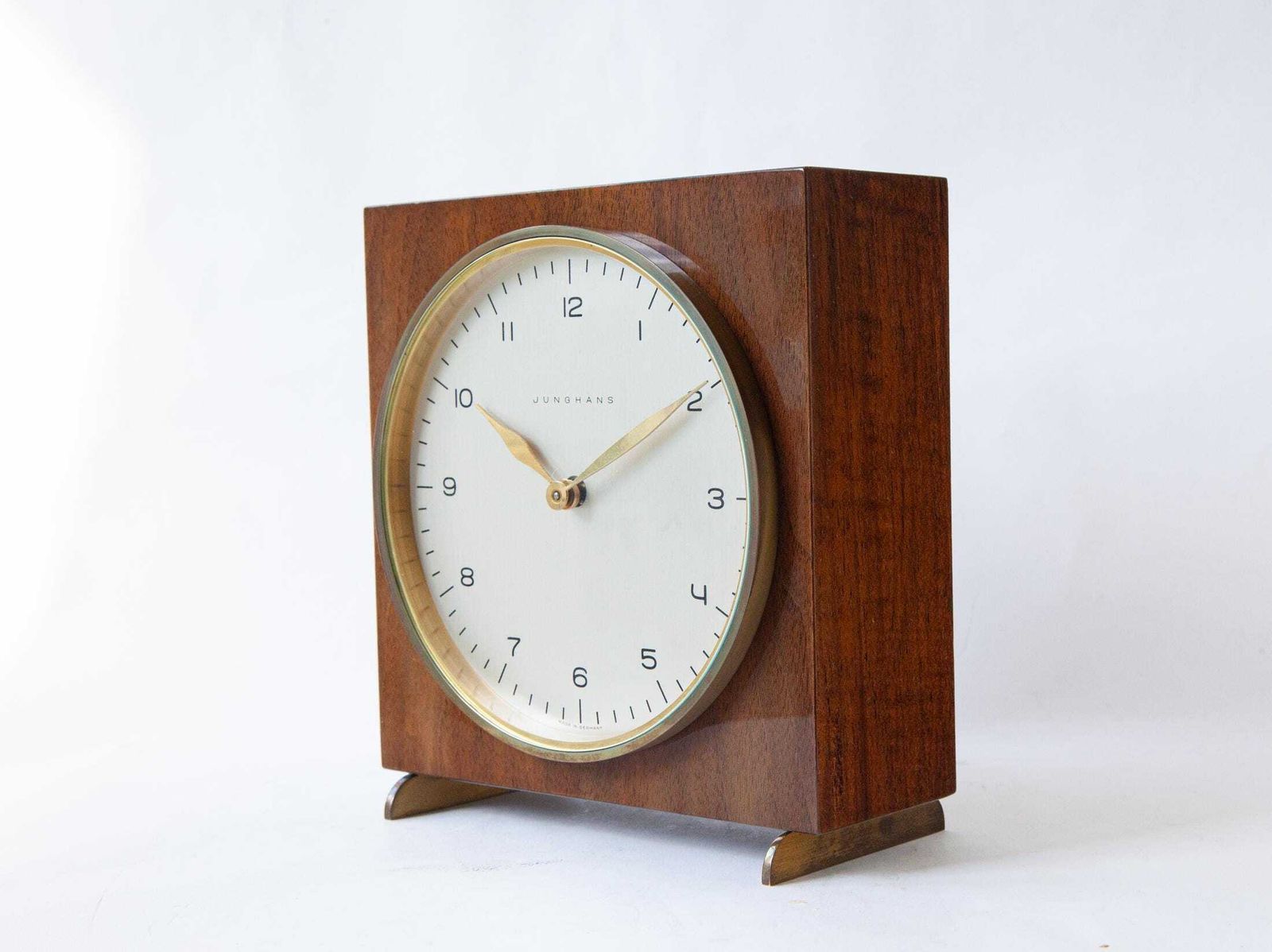 Max Bill Junghans Desk Clock Mechanical Chiming Mid Century Table Germany Mcm Mantel Shelf 1960s photo Home Decor