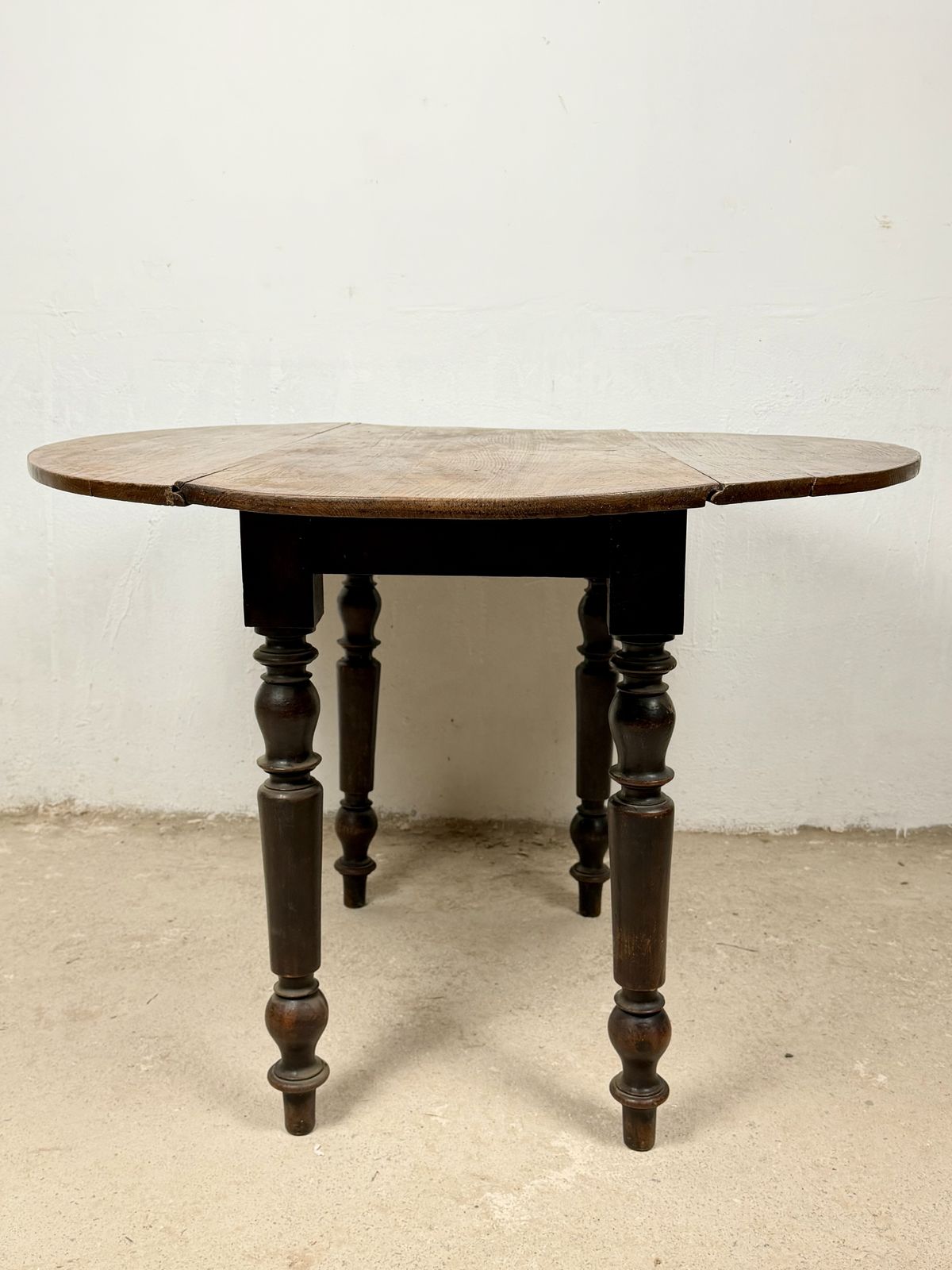 Spanish Wood Drop Leaf Dining Table With Turned Legs photo vintage