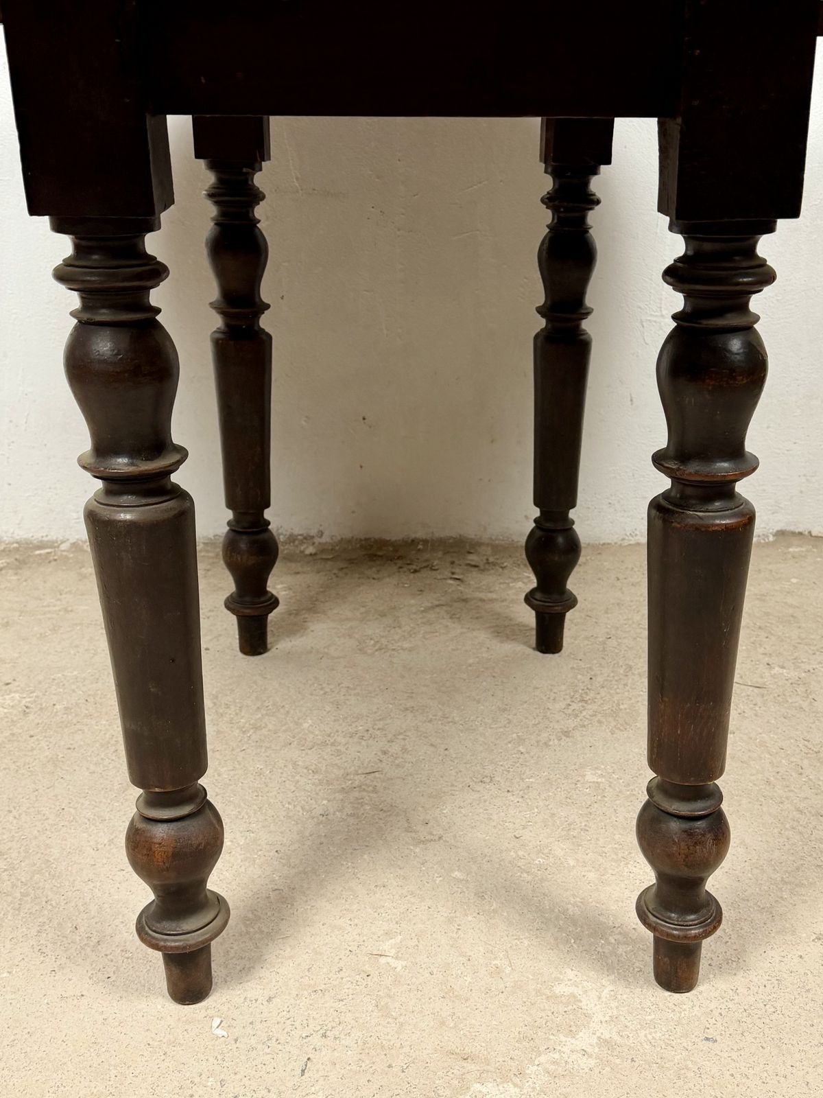photo for sale Spanish Wood Drop Leaf Dining Table With Turned Legs