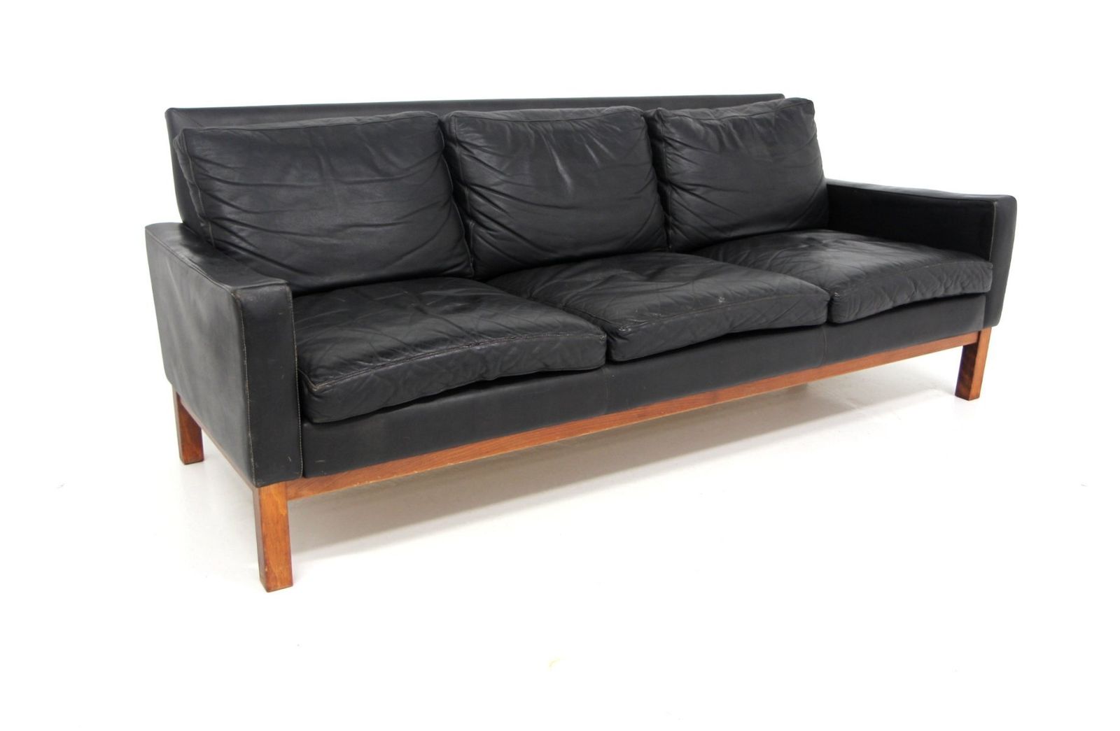 Canapé scandinave 3 places en cuir par Ulferts, Suède, 1960 photo Mobilier