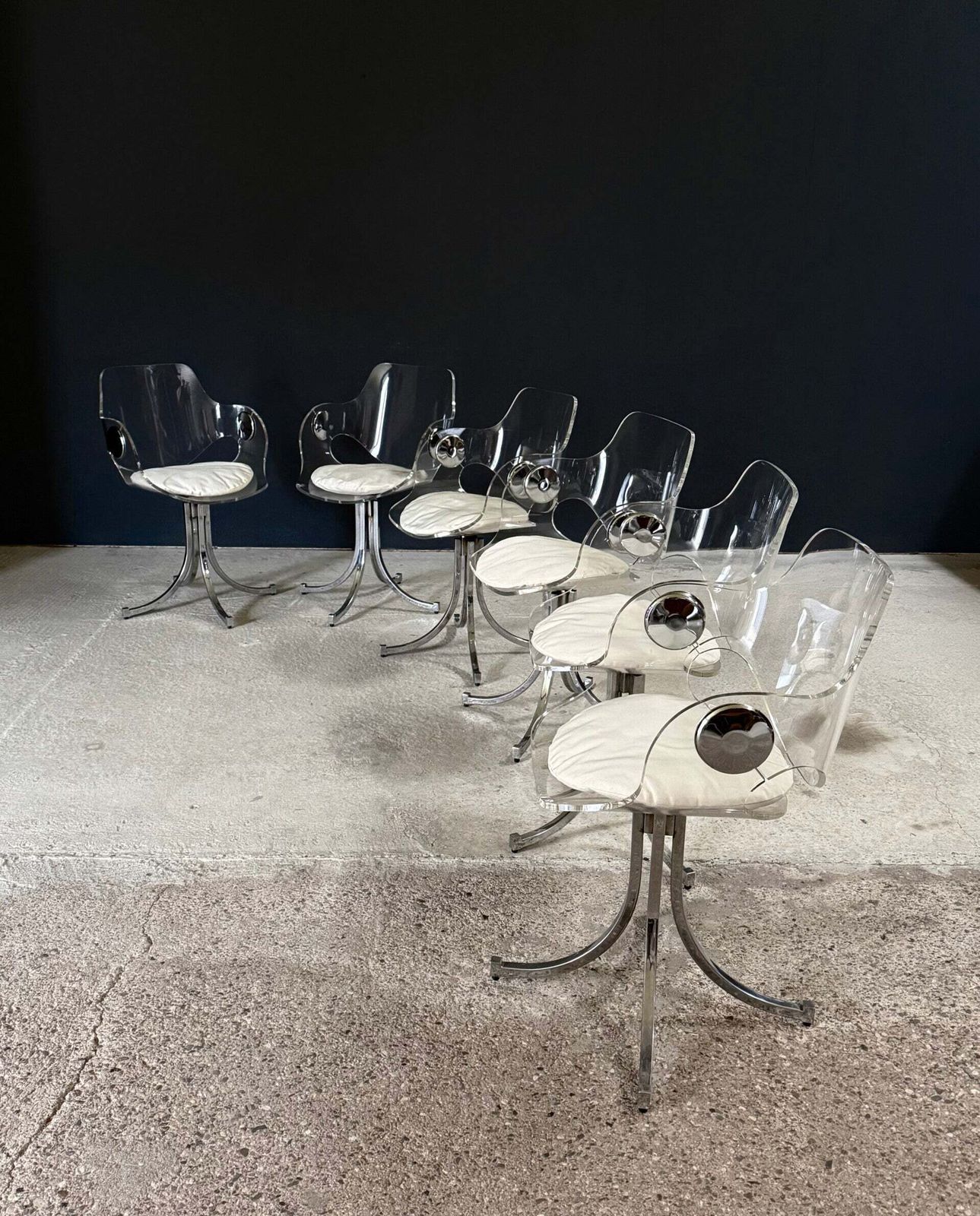 Mcm Design Dining Chair Set By Boris Tabacoff, France 1970's photo vinterior