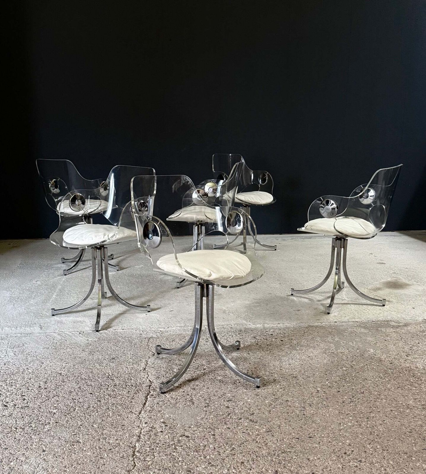 photo for sale Mcm Design Dining Chair Set By Boris Tabacoff, France 1970's