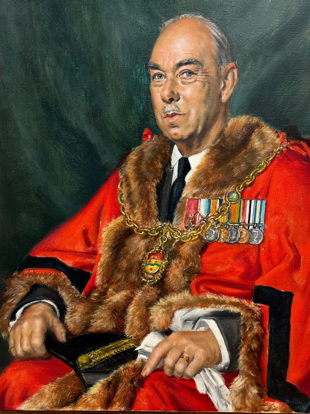 Olieverfschilderij Burgemeester van Maidstone Frederick Leslie Wallis door Bernard Hailstone