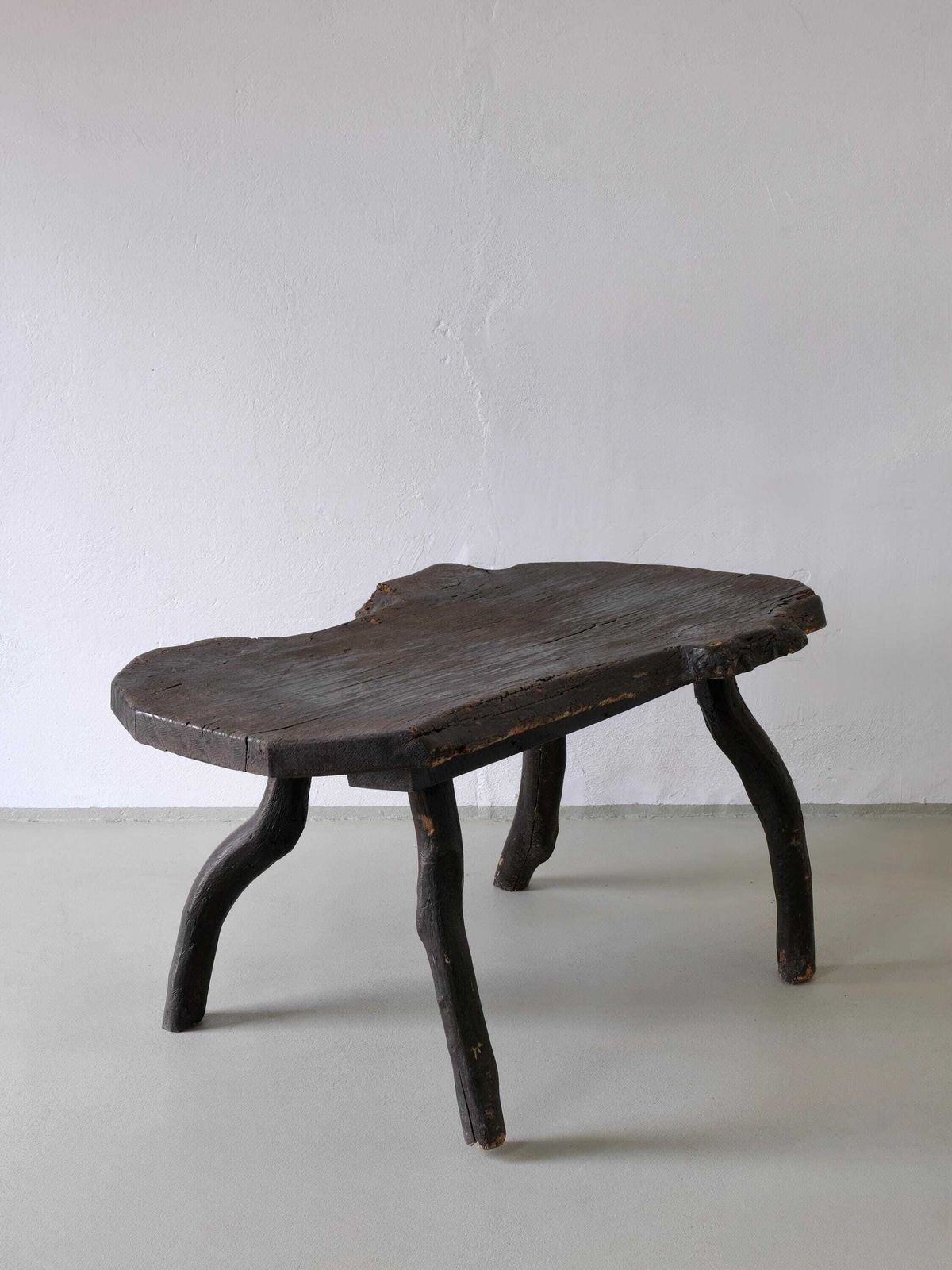 Wabi Sabi Rustic Dark Wood Side Table | Belgium | Vintage photo for sale