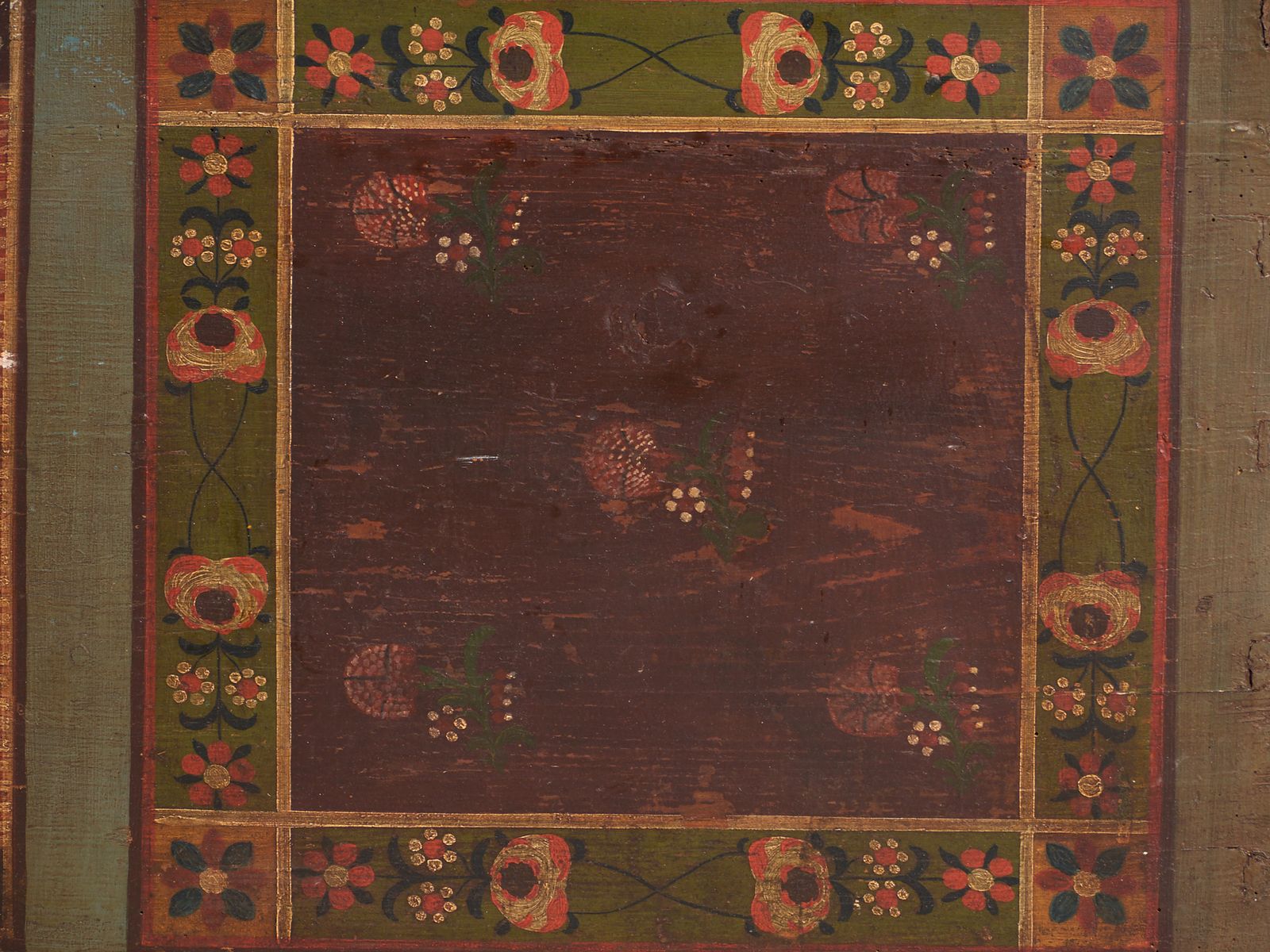 photo for sale Coffre de mariage d'époque en pin polychrome - Europe centrale, vers 1850