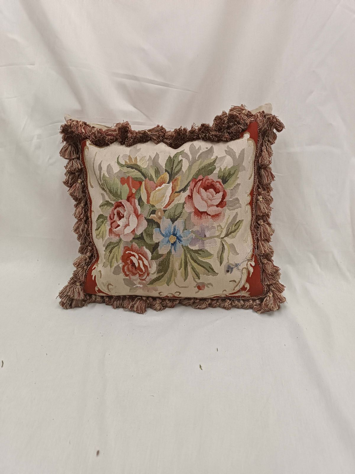 Tapestry Cushion Cover Handwoven French Style Aubusson Floral Rose Bouquet photo furniture