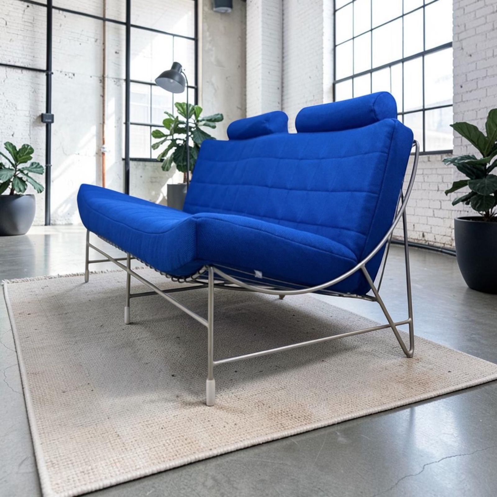 Vintage Blue Volare 2 Seater Sofa By Jan Armgard For Leolux