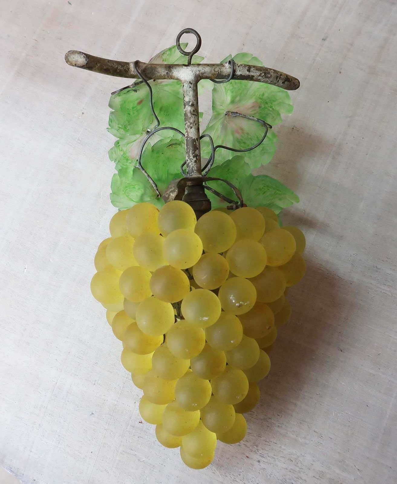 Vintage Bohemian Coloured Glass Bunch Of Grapes Light Fitting. C.1930 photo for sale