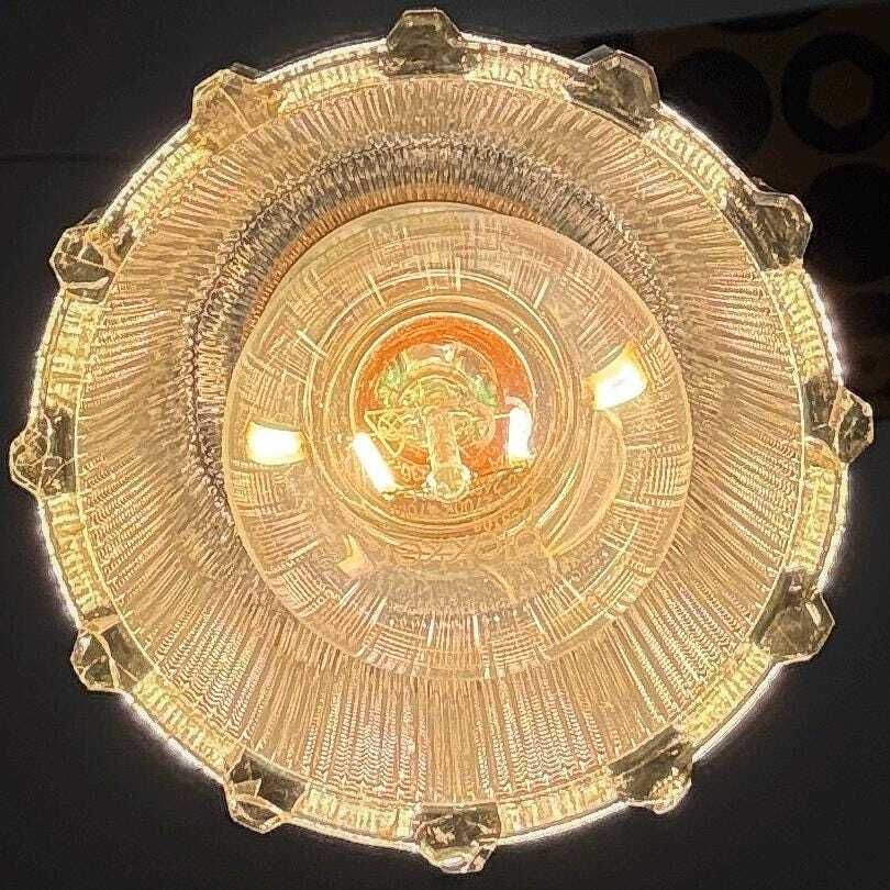 photo vinterior Vintage Pair Of Textured Glass Pendant Lights | Mid Century Modern, 1960/70s