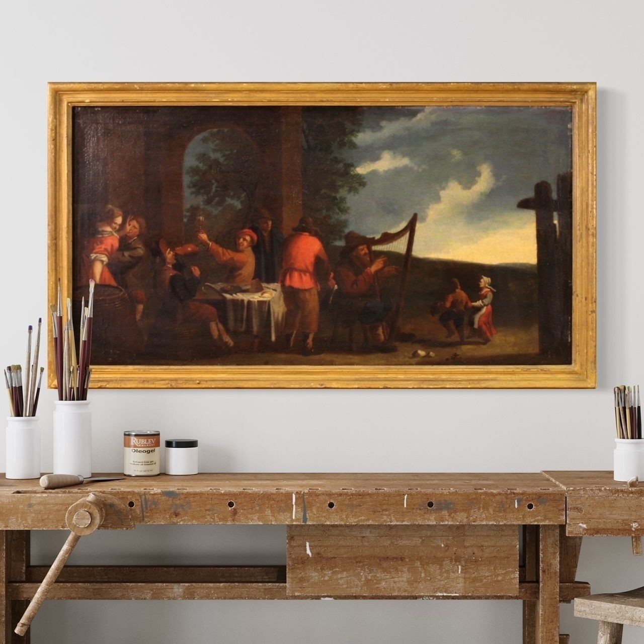 photo for sale Peinture italienne d'époque du XVIIe siècle, scène de genre Bamboccianti