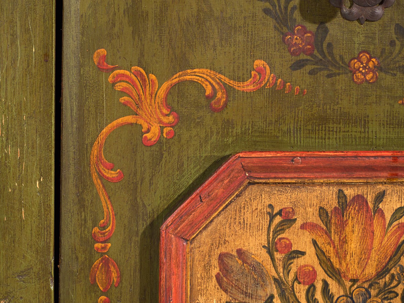 Furniture Antique Painted Armoire In Pine Wood Austria Year 1831 photo