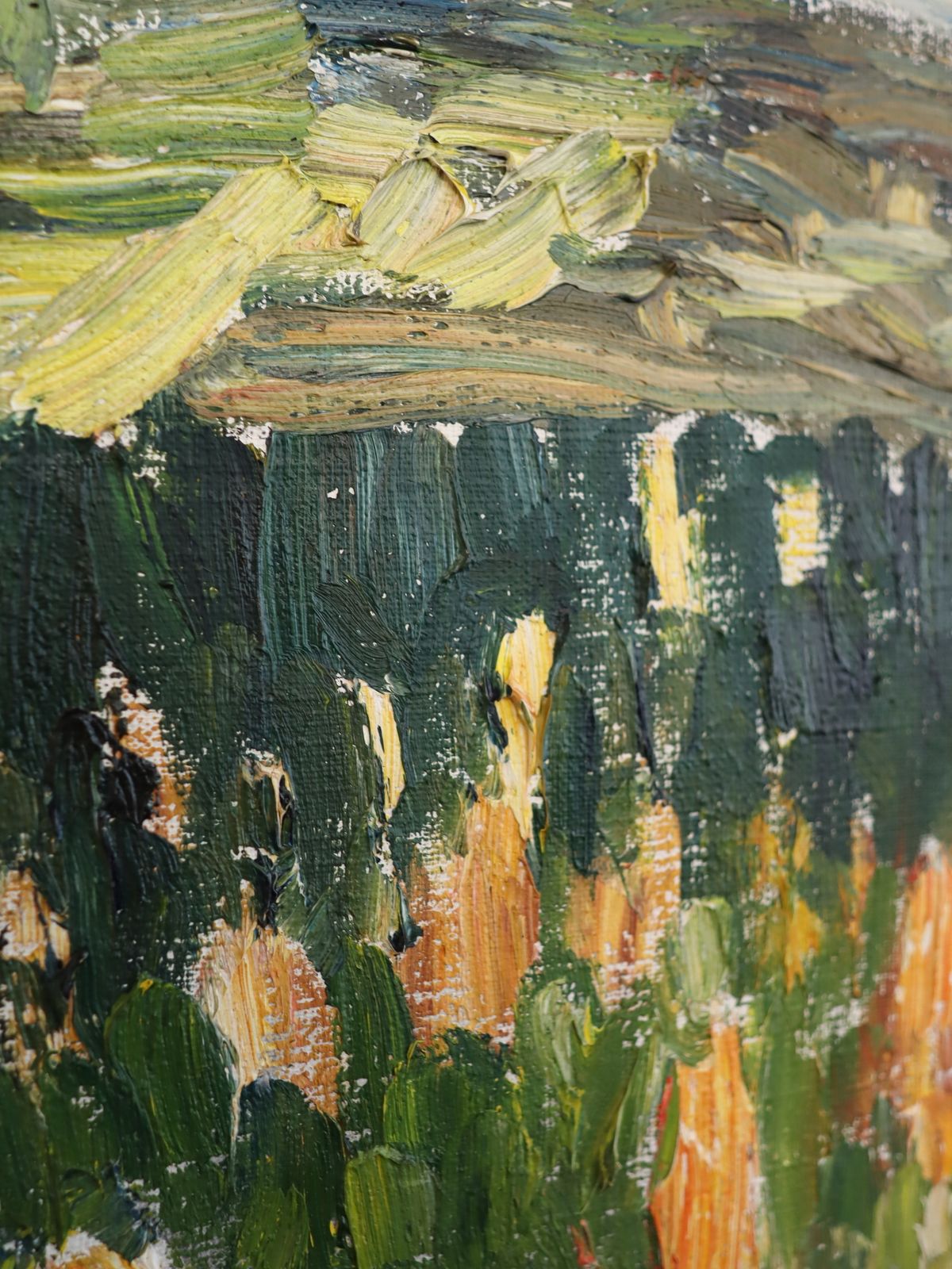 The Hills Beyond Oil Painting, 1970s photo for sale