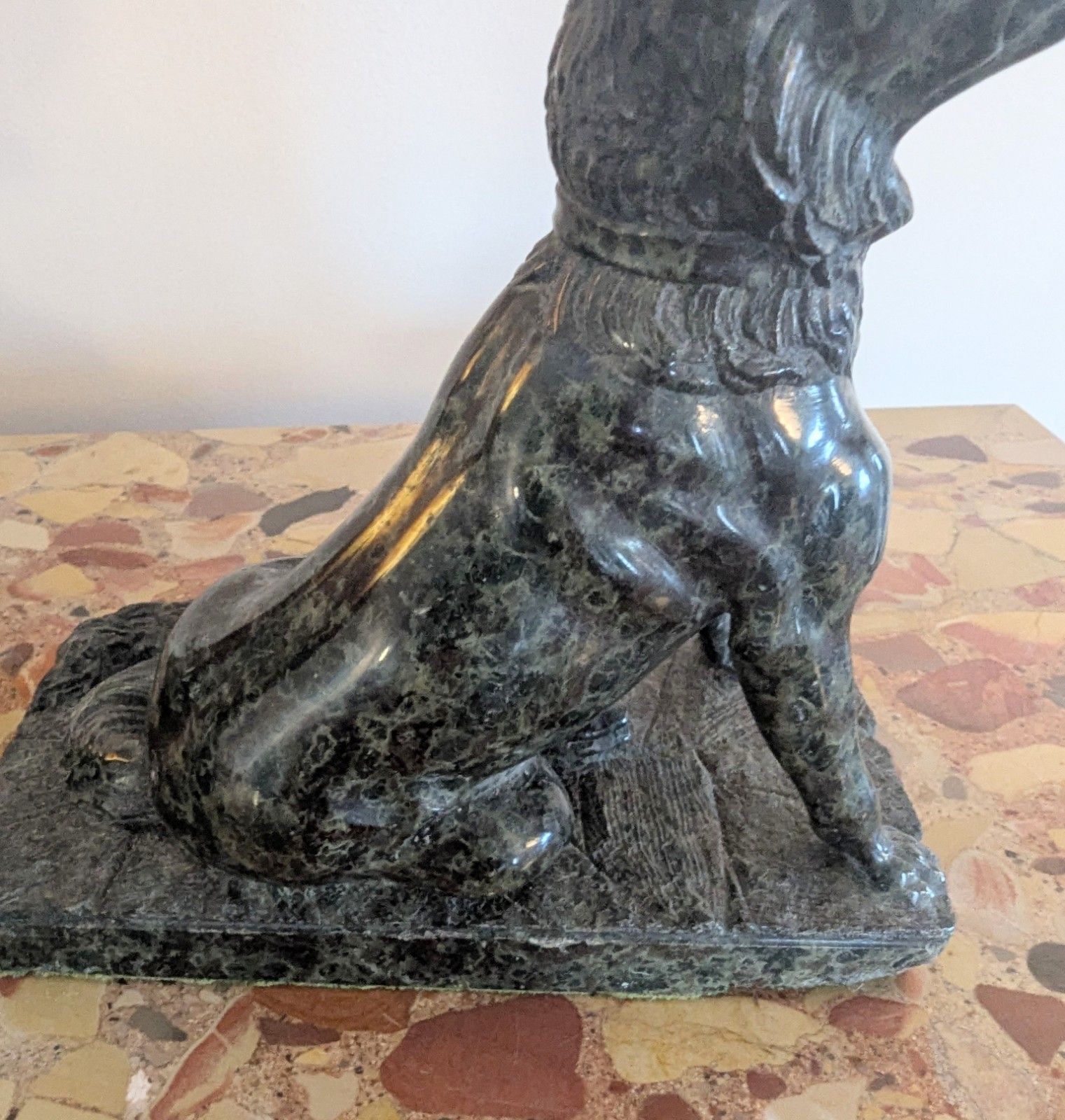 photo for sale Pair Antique Marble Serpentine Molossian Hound Bookends Delivery Available 0375.