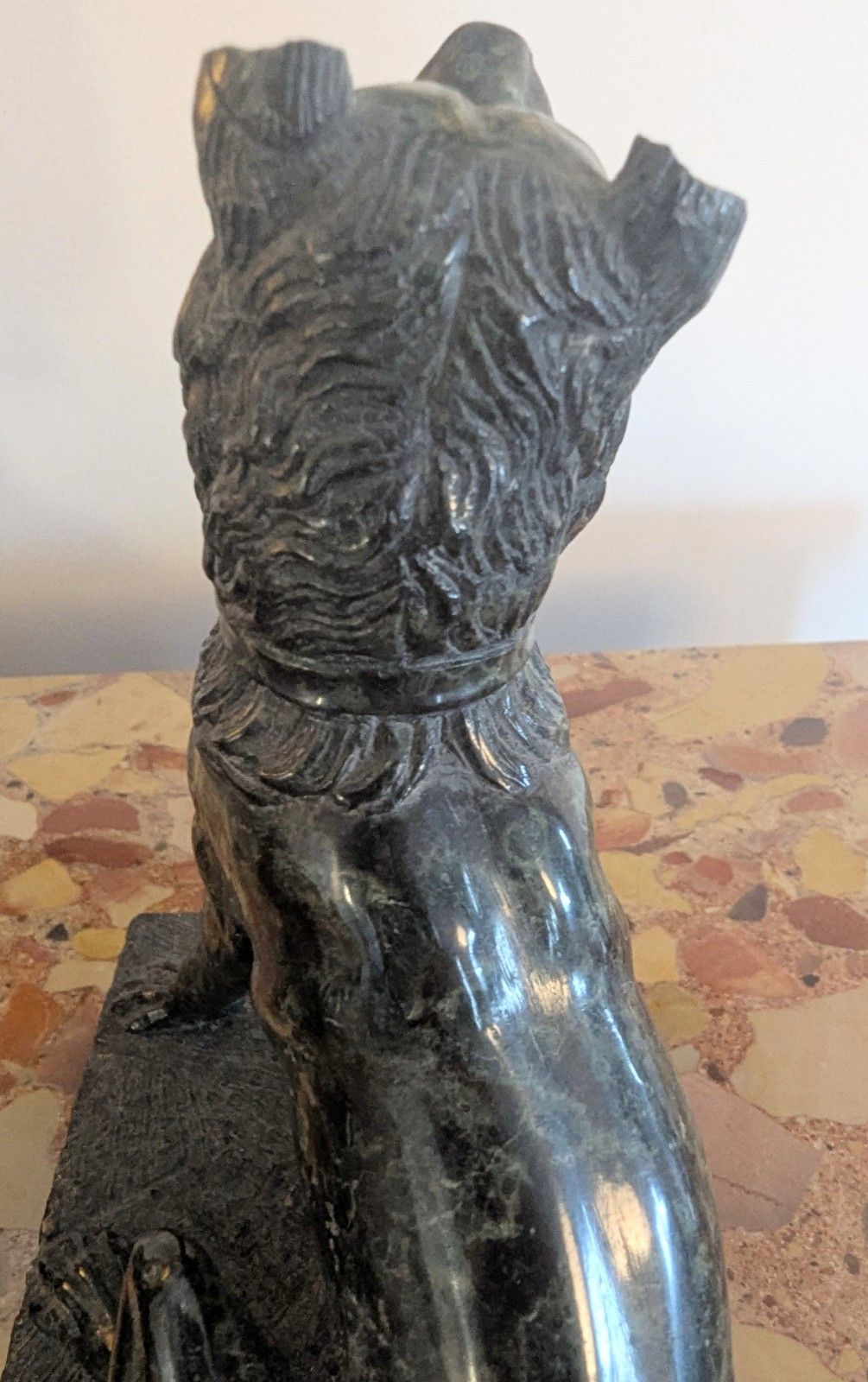 475.0 Pair Antique Marble Serpentine Molossian Hound Bookends Delivery Available 0375. photo