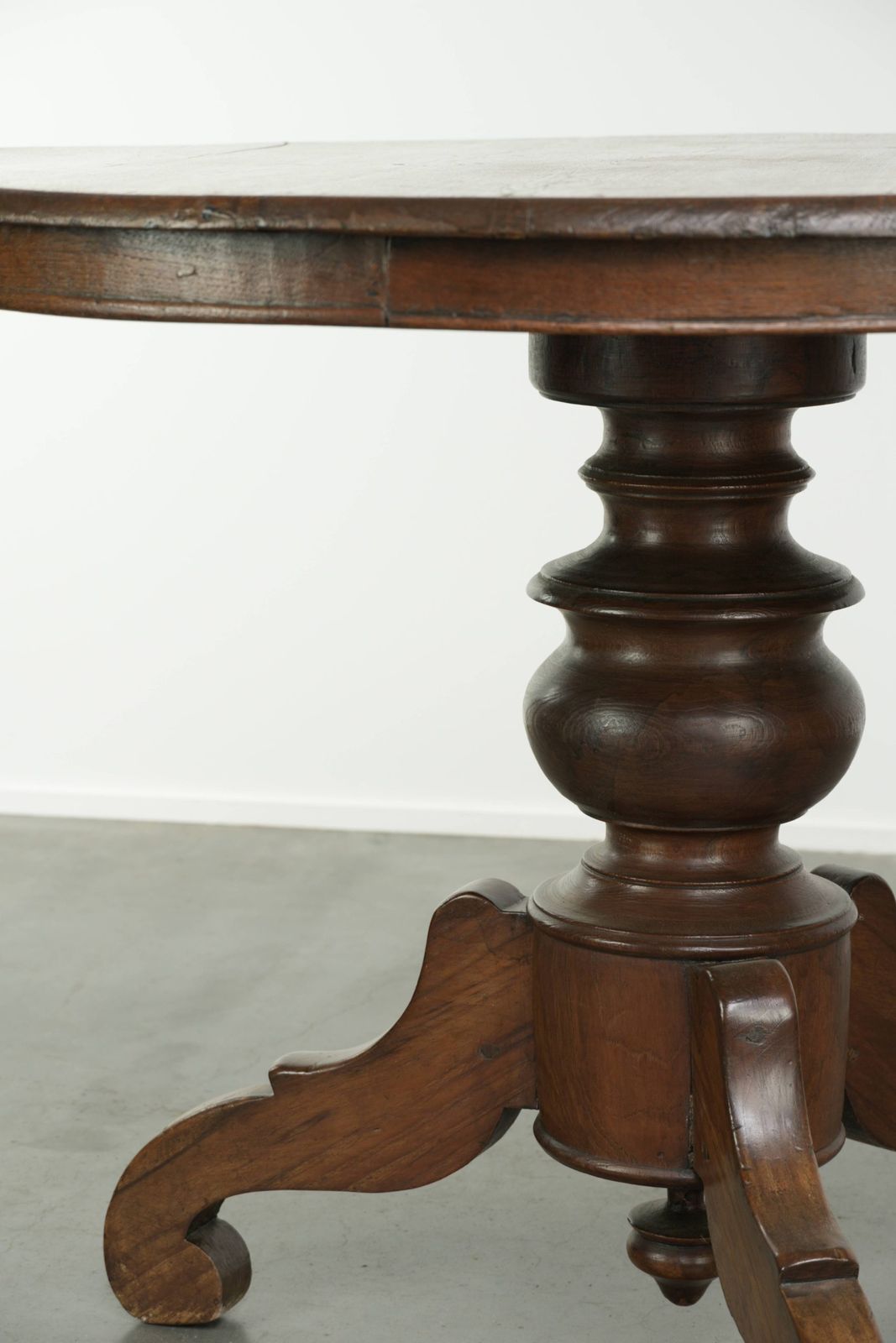 Beautiful, Subtle, Round, Rustic Wooden Dining Table With A Lovely Appearance And A Beautiful Patina. photo buy